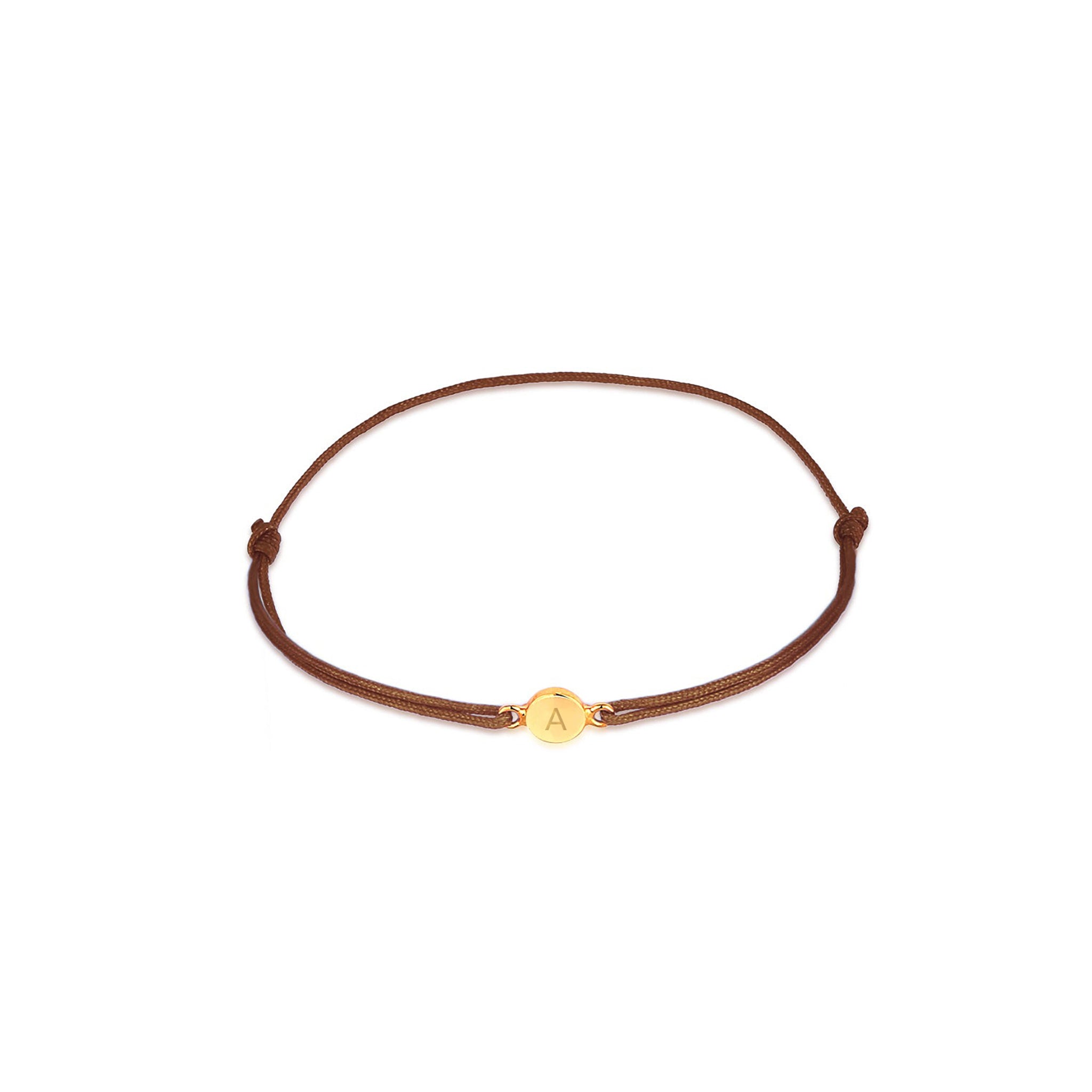 Braun - Elli | Armband Braun | Gravur Plättchen | 925 Sterling Silber vergoldet