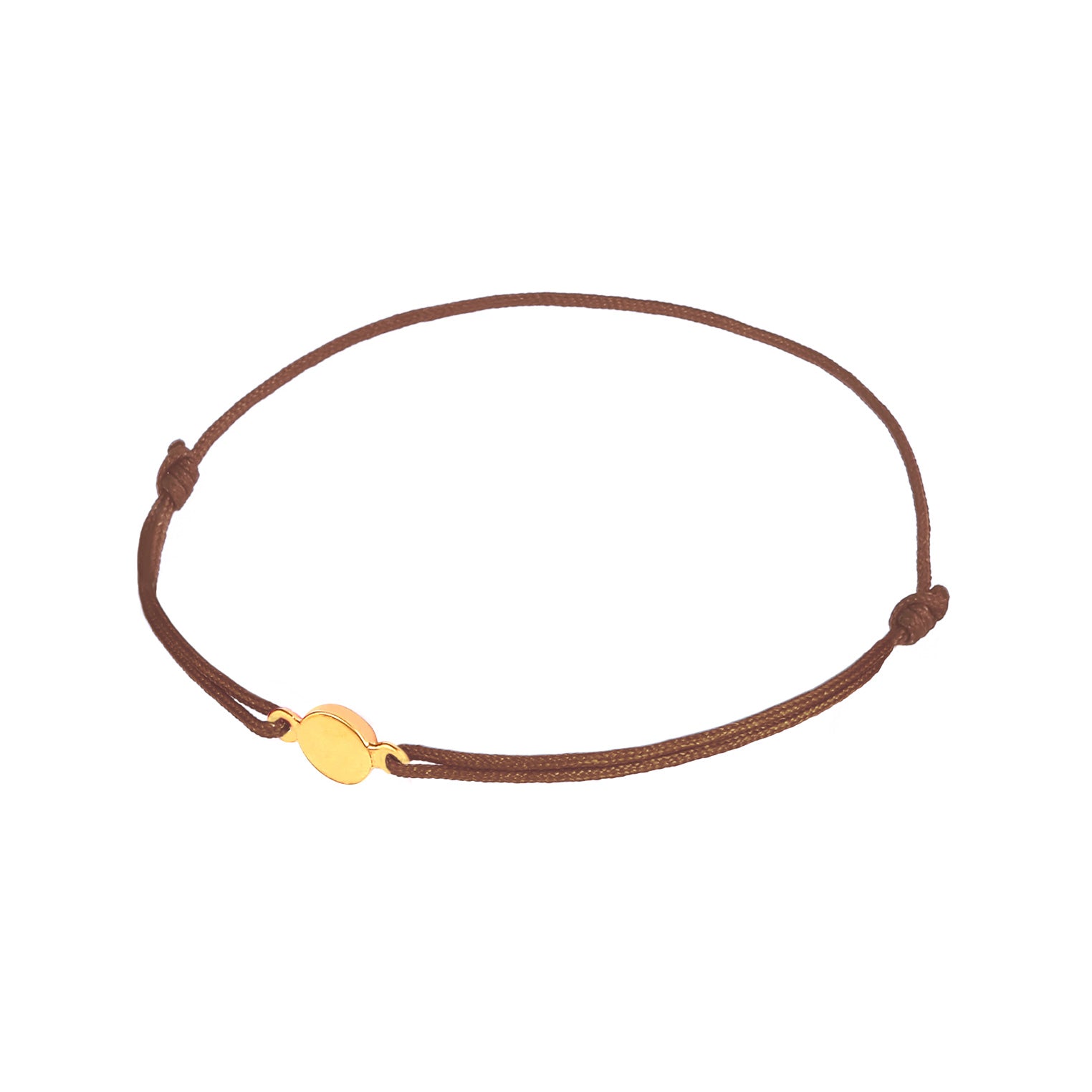 Braun - Elli | Armband Braun | Gravur Plättchen | 925 Sterling Silber vergoldet