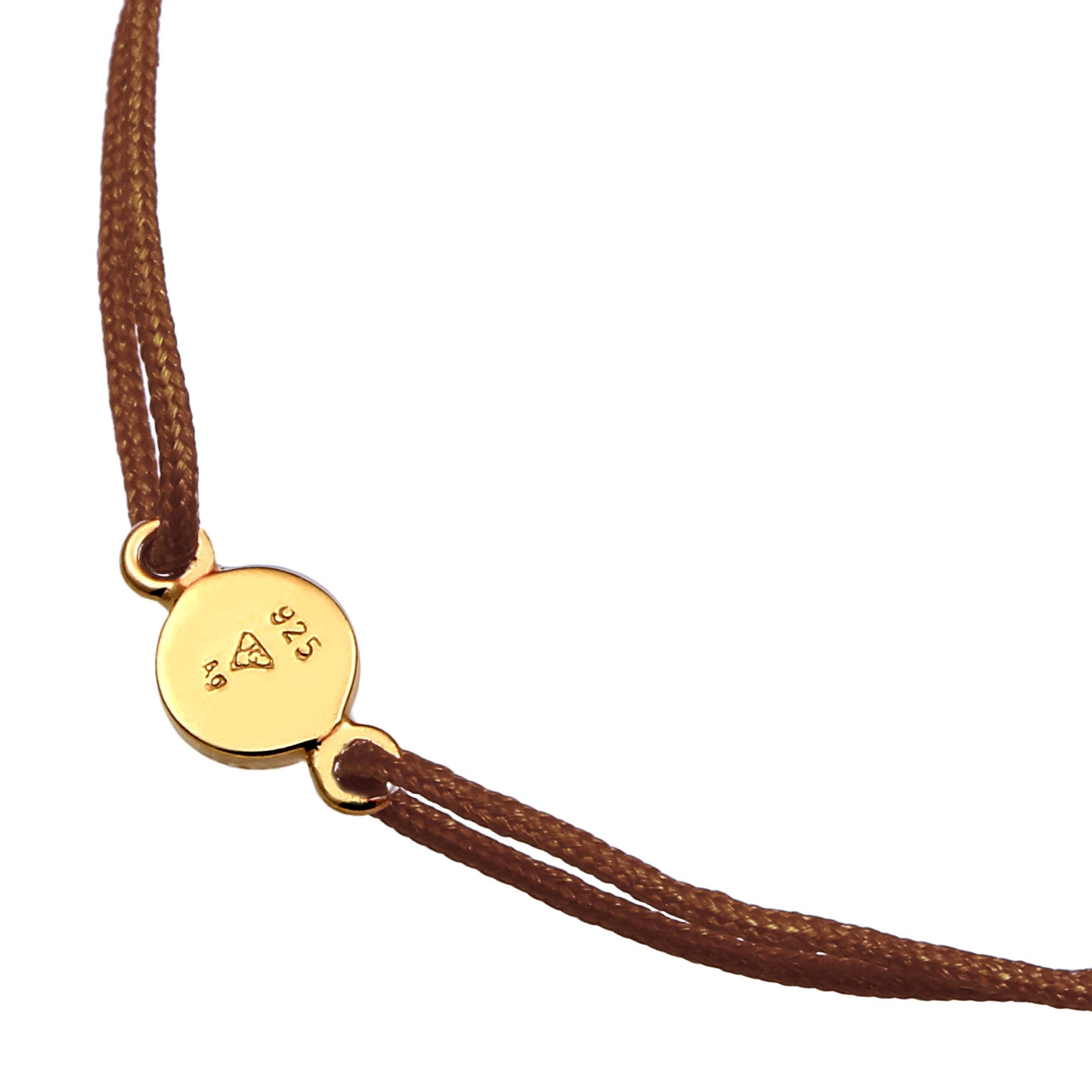 Braun - Elli | Armband Braun | Gravur Plättchen | 925 Sterling Silber vergoldet
