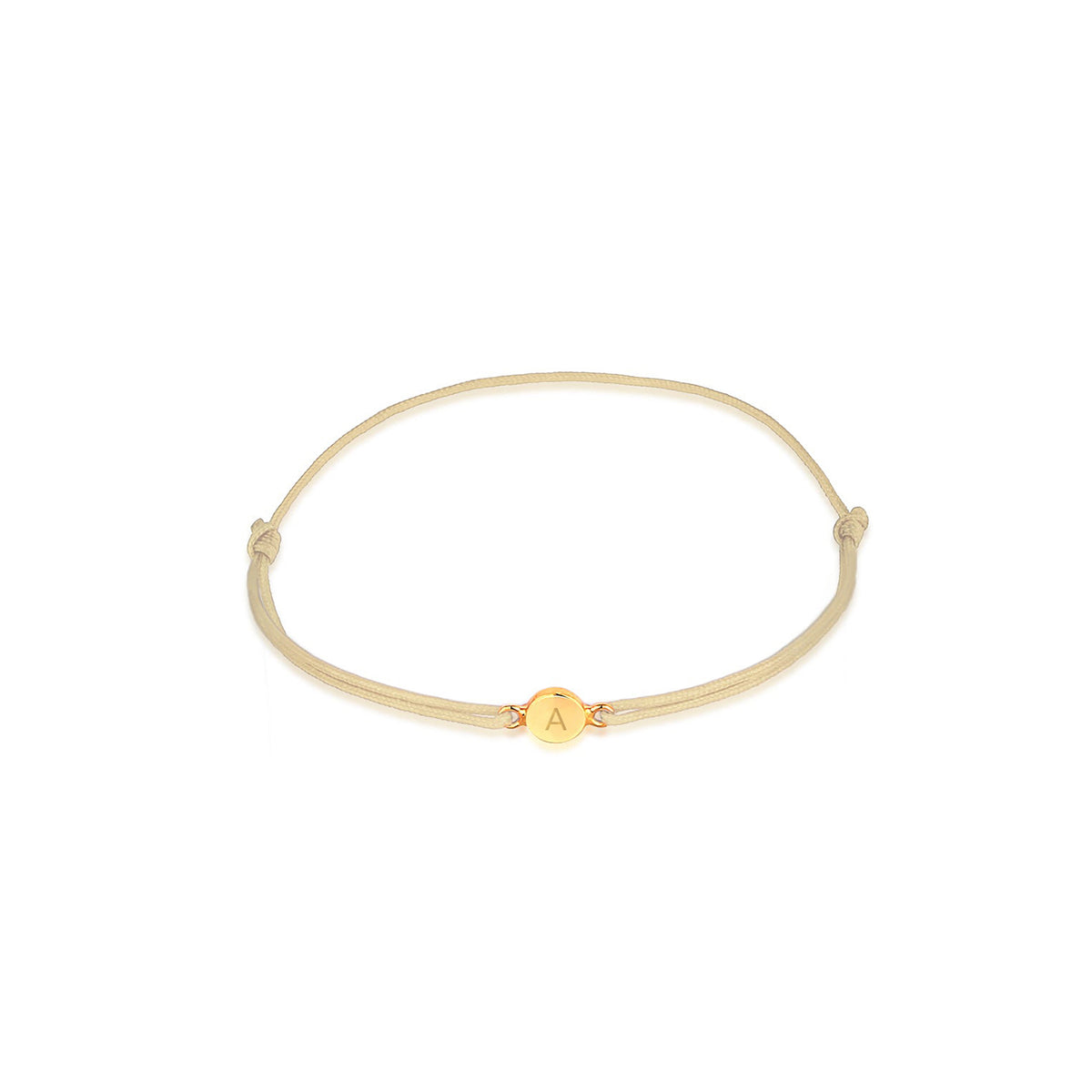 Beige - Elli | Armband Khaki | Gravur Plättchen | 925 Sterling Silber vergoldet