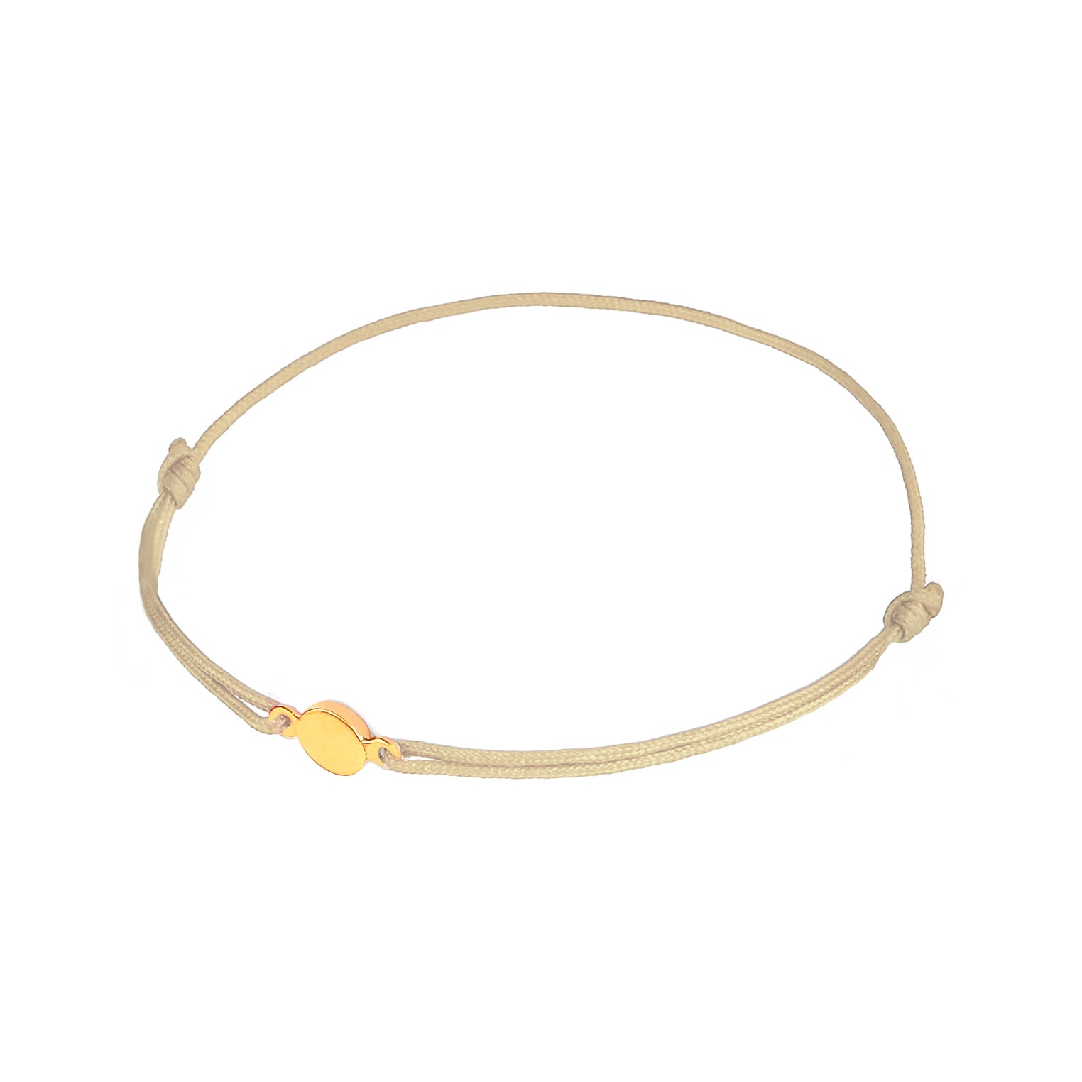 Beige - Elli | Armband Khaki | Gravur Plättchen | 925 Sterling Silber vergoldet