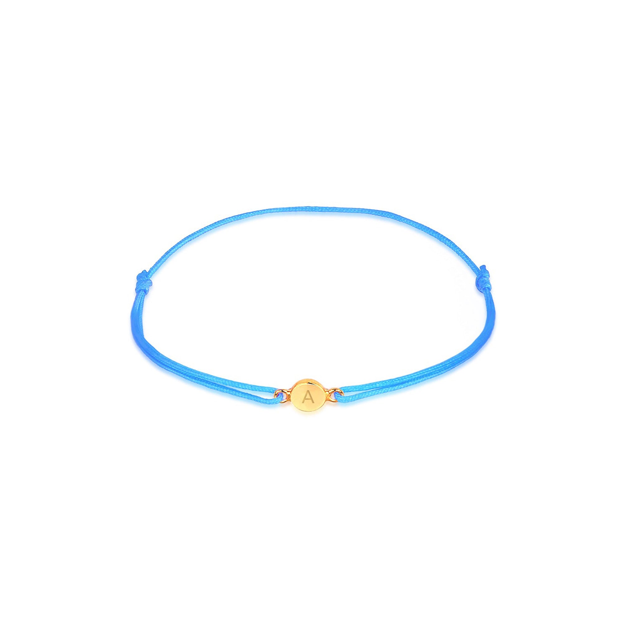Blau - Elli | Armband Blau | Gravur Plättchen | 925 Sterling Silber vergoldet