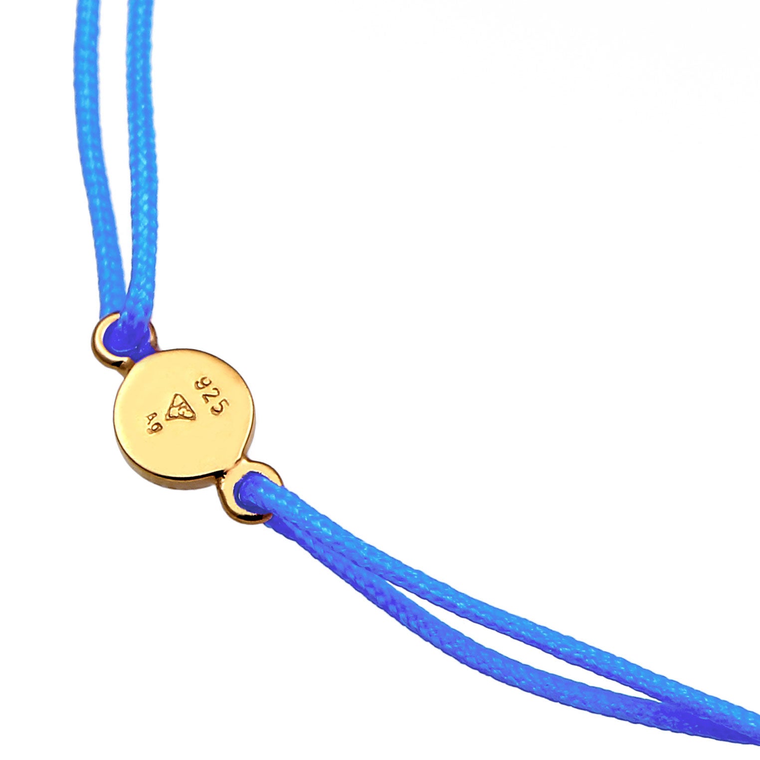 Blau - Elli | Armband Blau | Gravur Plättchen | 925 Sterling Silber vergoldet