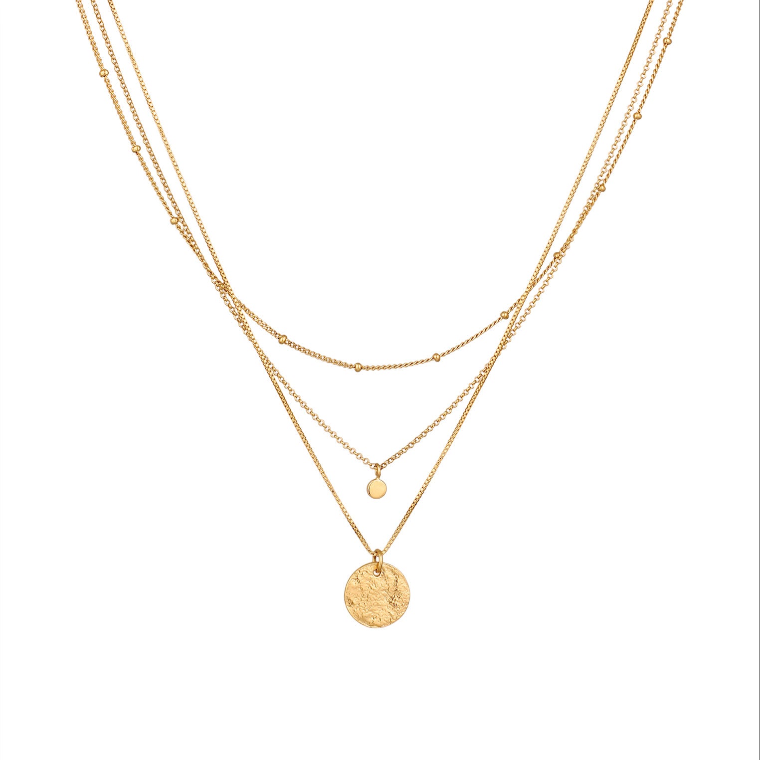 Gold - Elli | Layerkette Plättchen | Mit Kristallen von Swarovski® (Weiß) | 925 Sterling Silber vergoldet