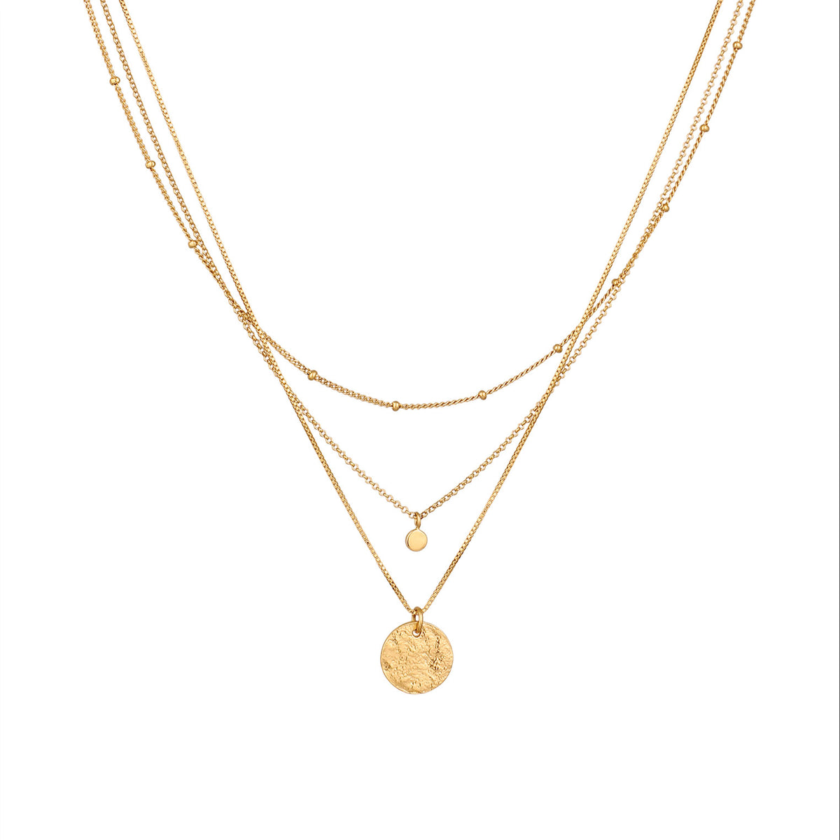 Gold - Elli | Layerkette Plättchen | Mit Kristallen von Swarovski® (Weiß) | 925 Sterling Silber vergoldet