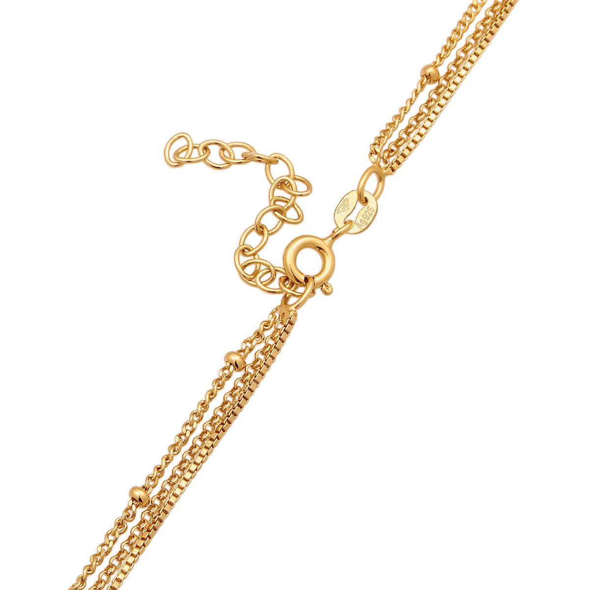 Gold - Elli | Layerkette Plättchen | Mit Kristallen von Swarovski® (Weiß) | 925 Sterling Silber vergoldet