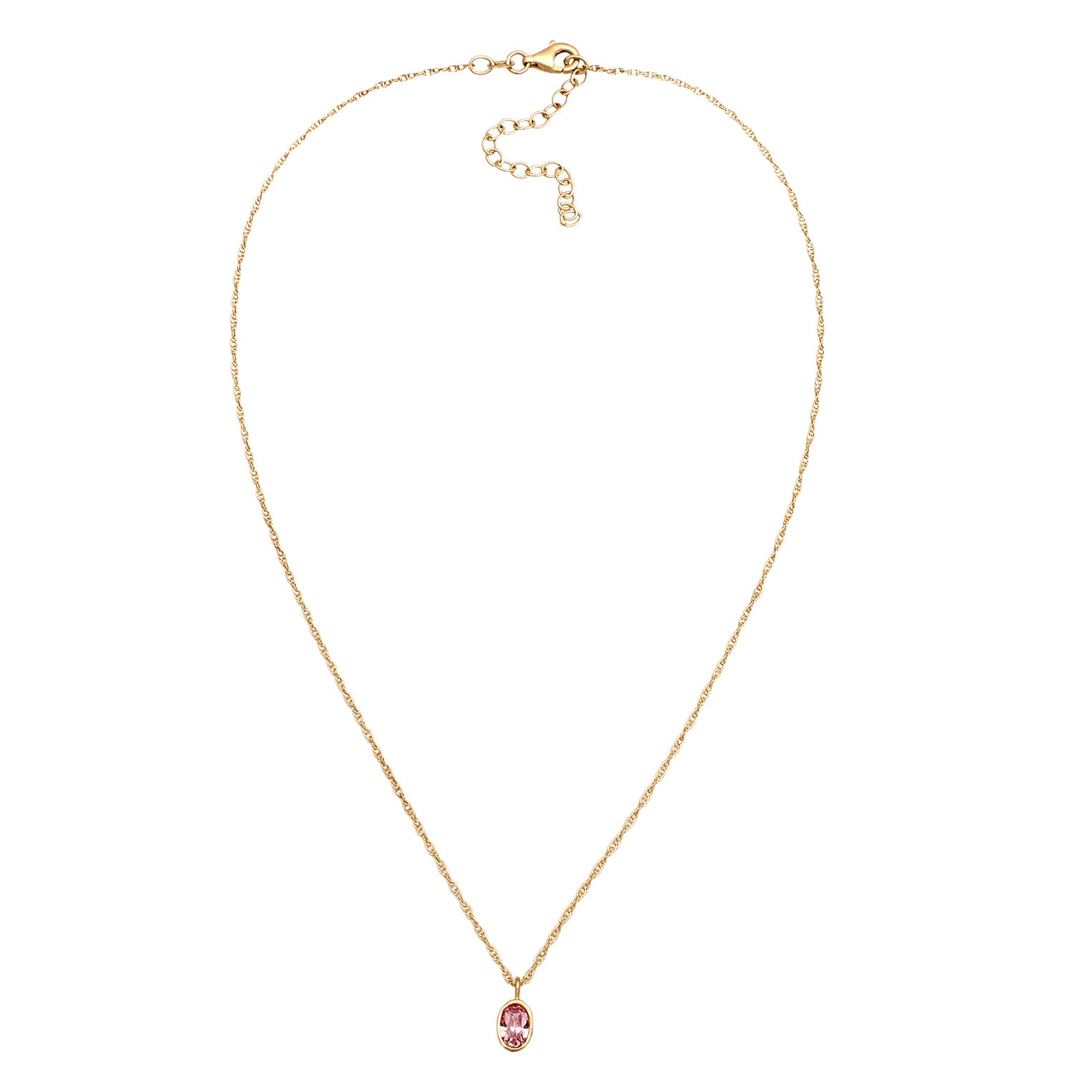 Gold - Elli | Halskette Oval | Mit Kristallen von Swarovski®(Rosa) | 925 Sterling Silber vergoldet