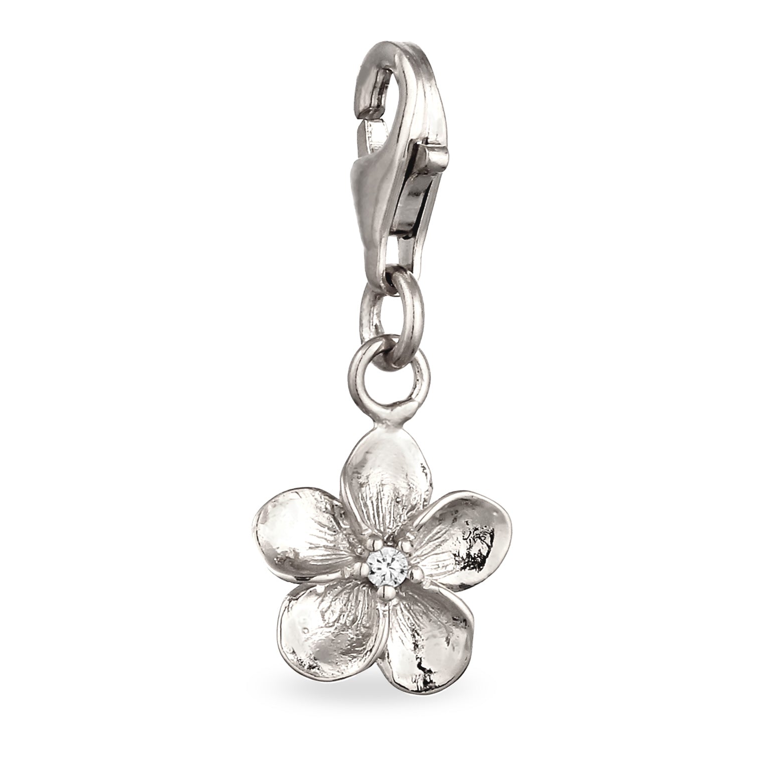 Silber - Elli | Charm Frangipani Blume | Zirkonia (Weiß) | 925 Sterling Silber
