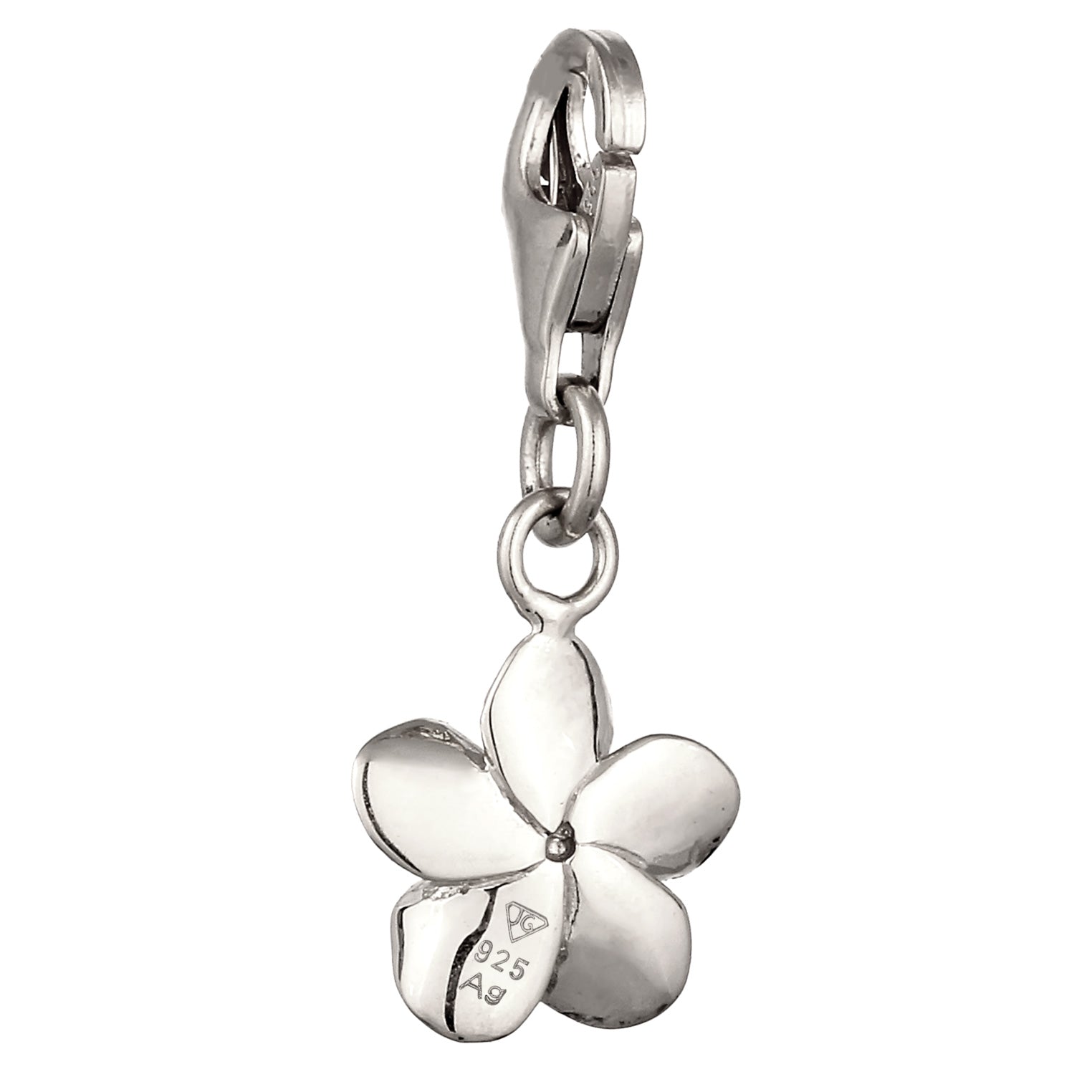 Silber - Elli | Charm Frangipani Blume | Zirkonia (Weiß) | 925 Sterling Silber