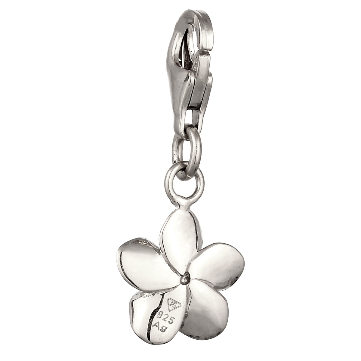 Silber - Elli | Charm Frangipani Blume | Zirkonia (Weiß) | 925 Sterling Silber