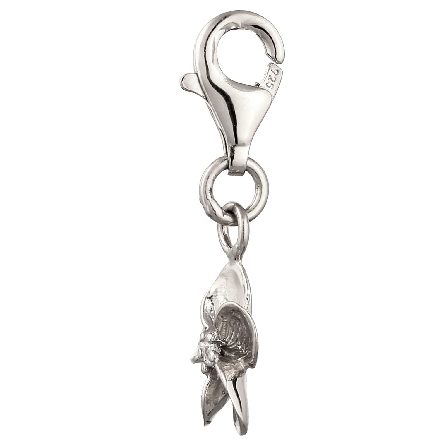 Silber - Elli | Charm Frangipani Blume | Zirkonia (Weiß) | 925 Sterling Silber