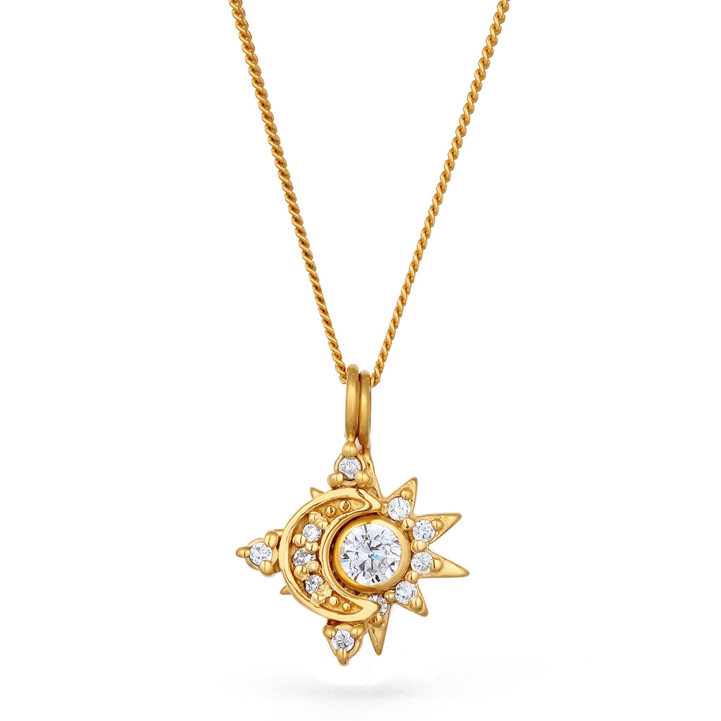 Gold - Elli | Halskette Astro | Zirkonia (Weiß) | 925 Sterling Silber vergoldet