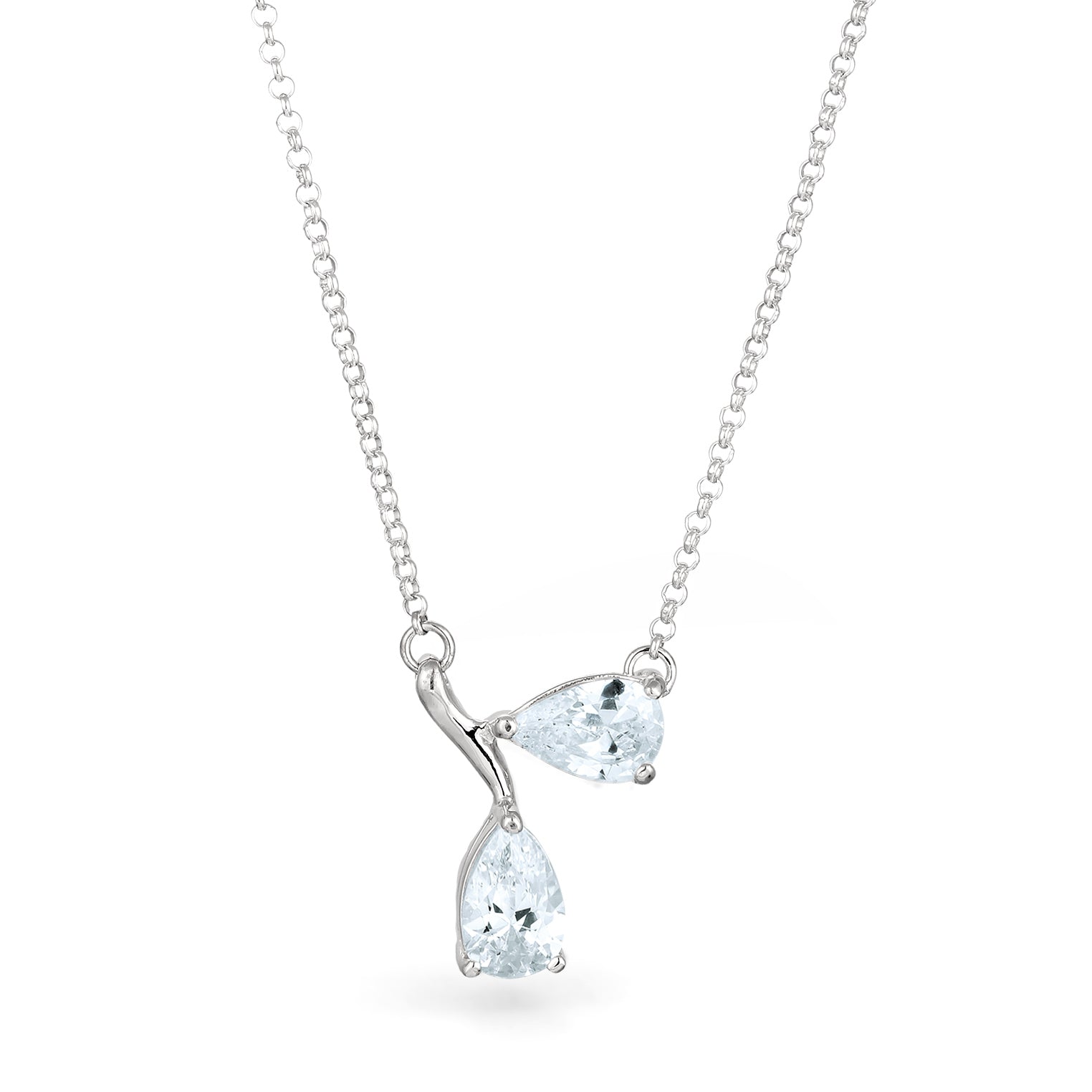 Silber - Elli | Halskette Tropfen | Zirkonia (Weiß) | 925 Sterling Silber