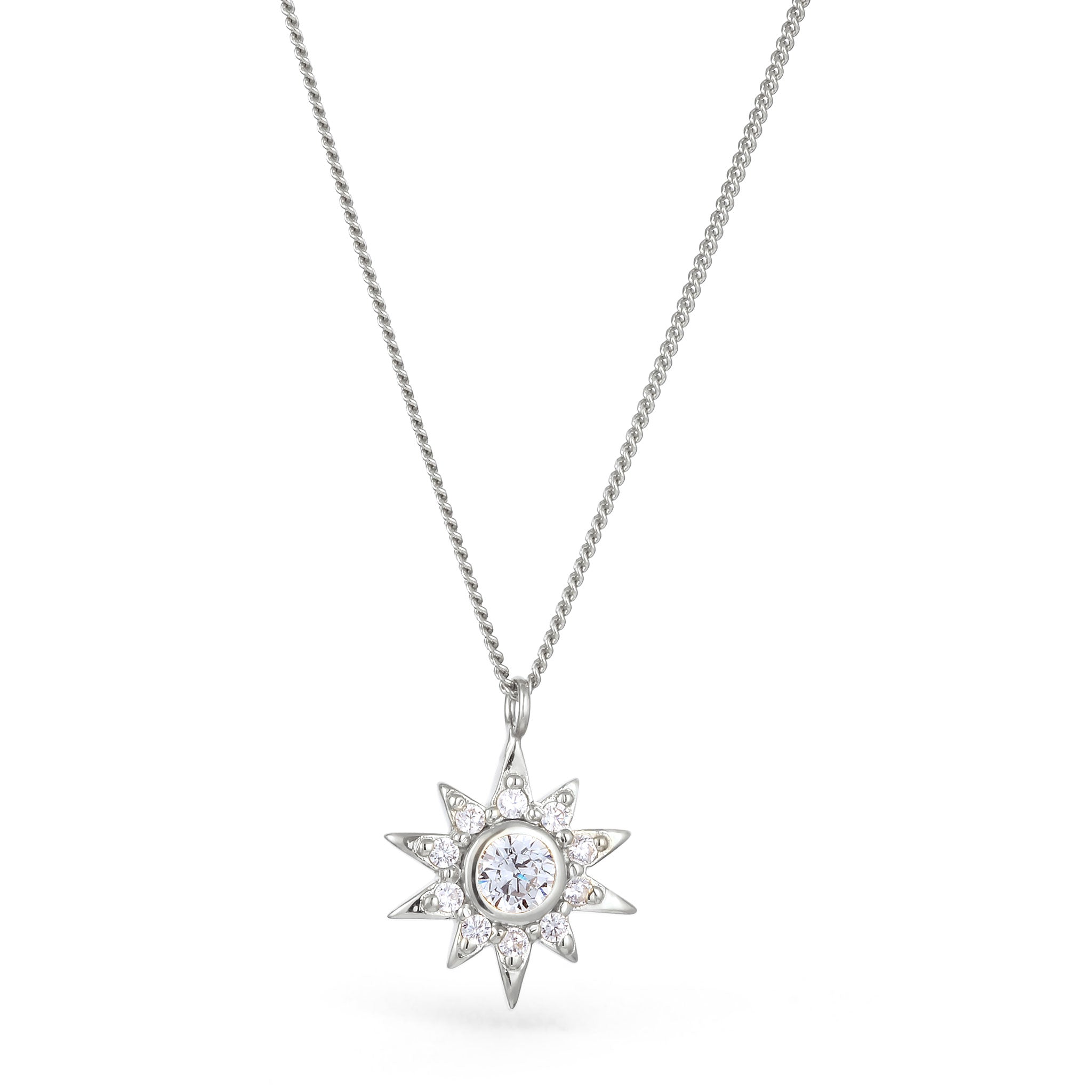 Silber - Elli | Halskette Stern | Zirkonia (Weiß) | 925 Sterling Silber