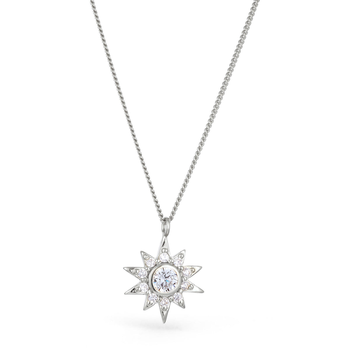 Silber - Elli | Halskette Stern | Zirkonia (Weiß) | 925 Sterling Silber