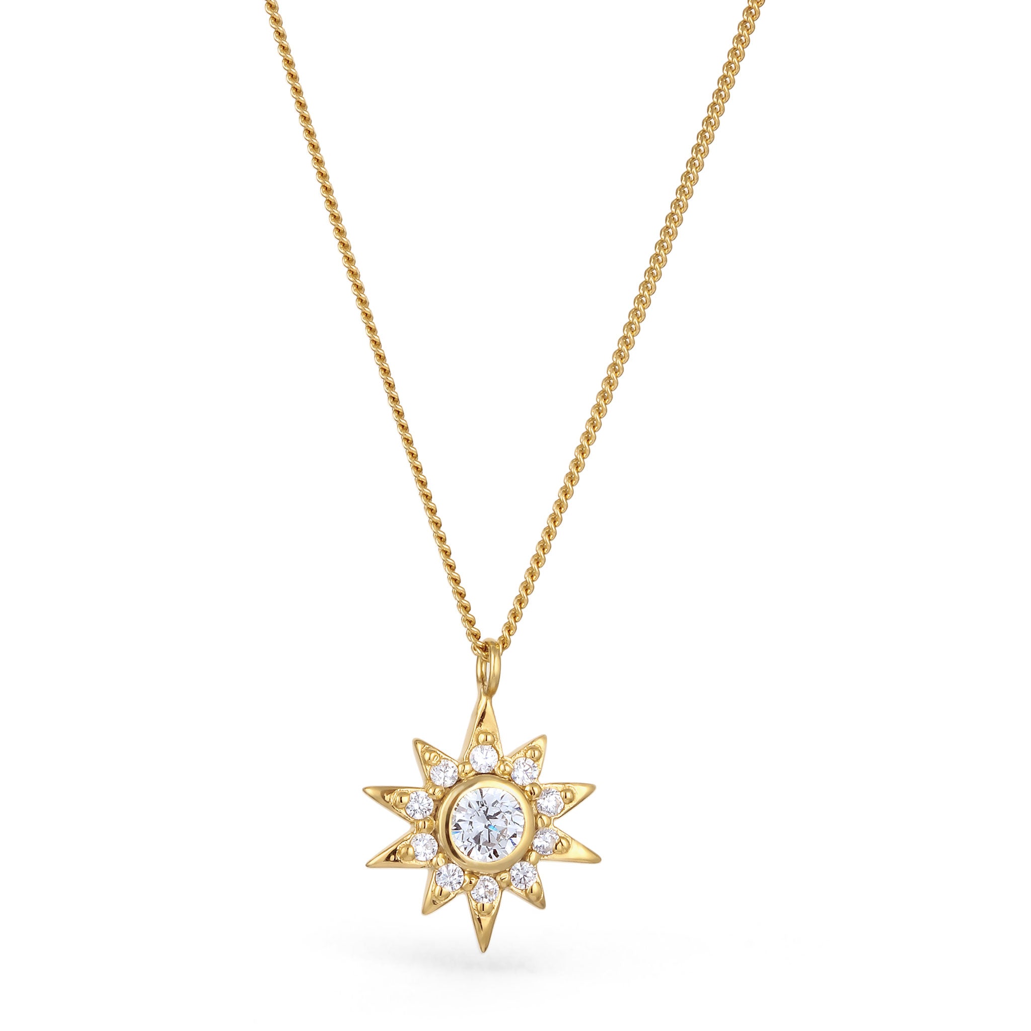 Gold - Elli | Halskette Stern | Zirkonia (Weiß) | 925 Sterling Silber vergoldet