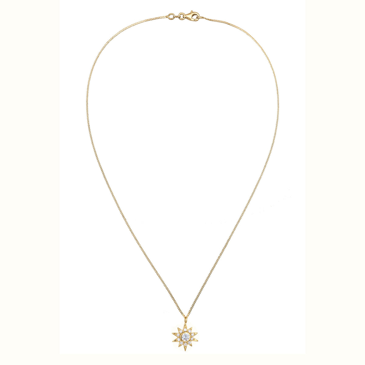 Gold - Elli | Halskette Stern | Zirkonia (Weiß) | 925 Sterling Silber vergoldet