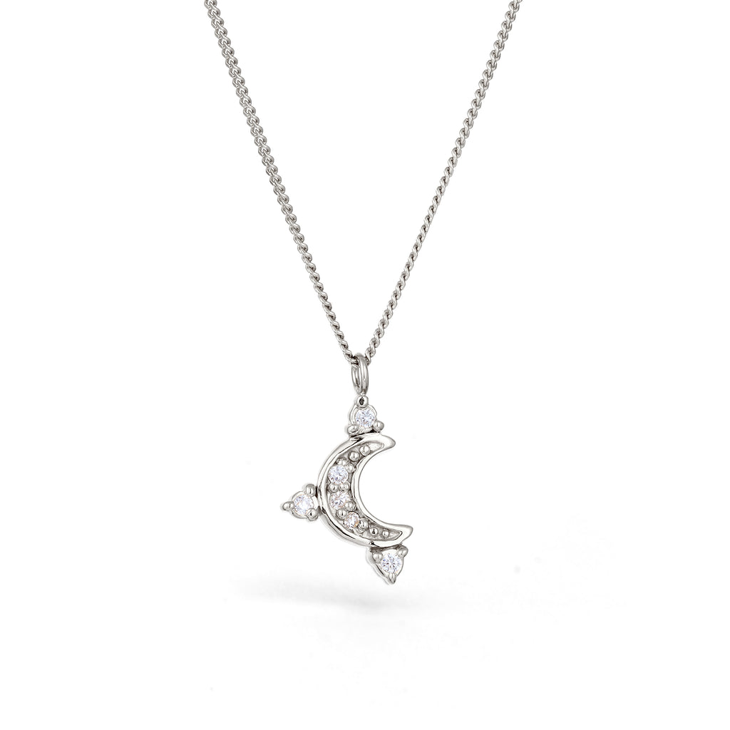Silber - Elli | Halskette Mond | Zirkonia (Weiß) | 925 Sterling Silber