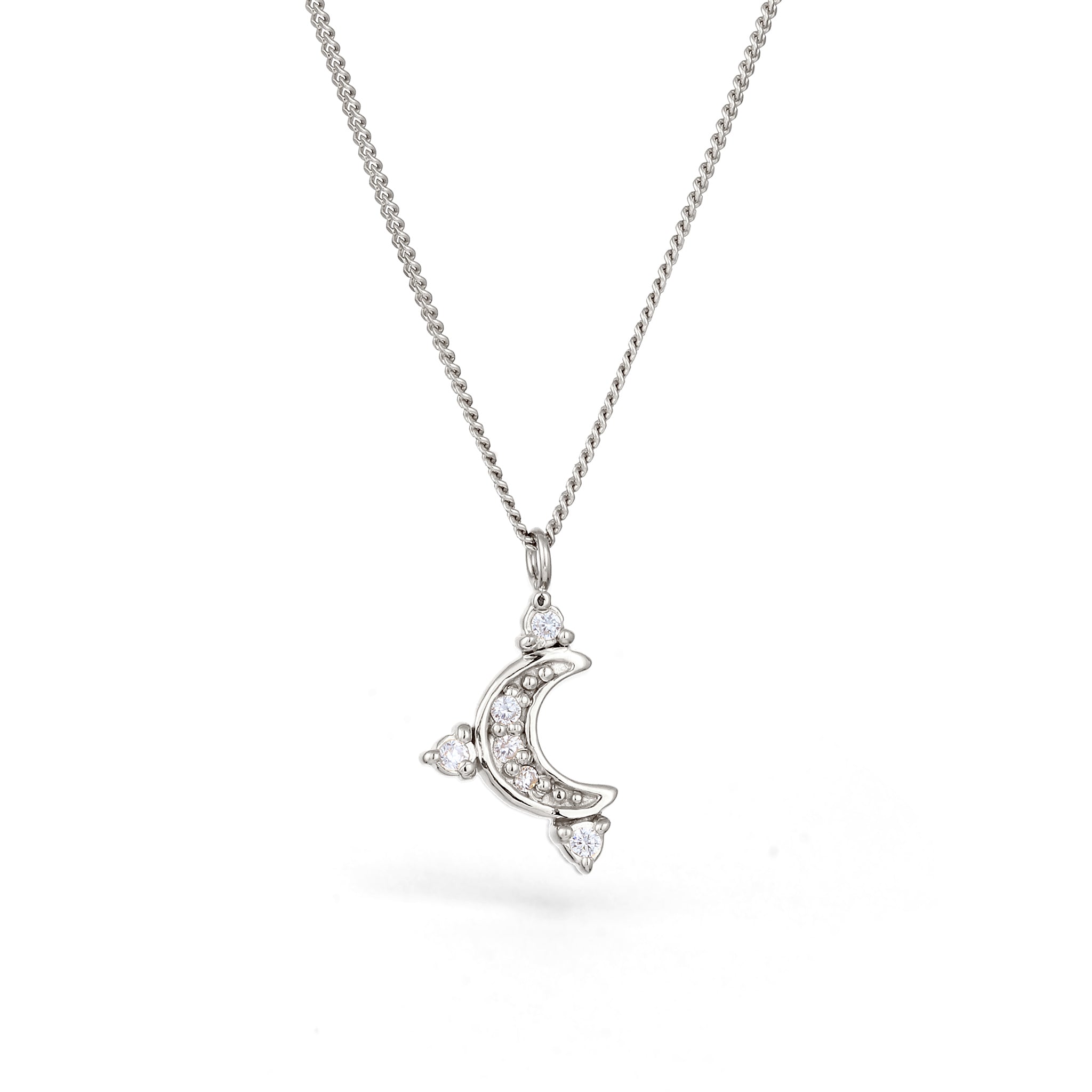 Silber - Elli | Halskette Mond | Zirkonia (Weiß) | 925 Sterling Silber