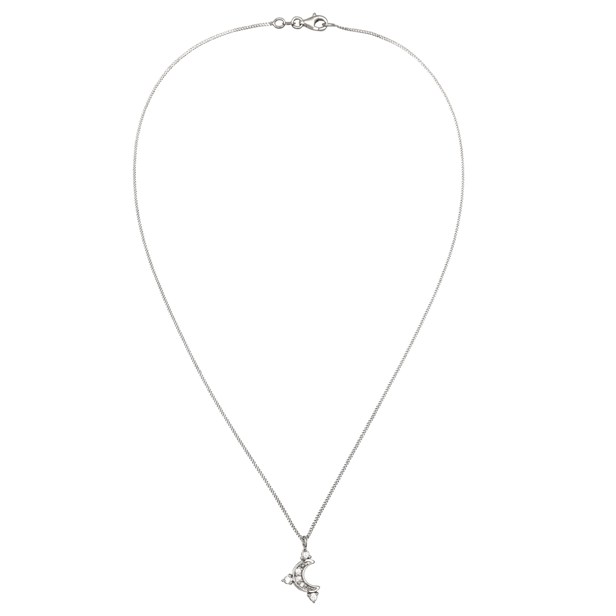Silber - Elli | Halskette Mond | Zirkonia (Weiß) | 925 Sterling Silber