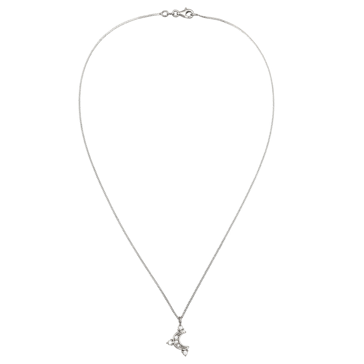 Silber - Elli | Halskette Mond | Zirkonia (Weiß) | 925 Sterling Silber