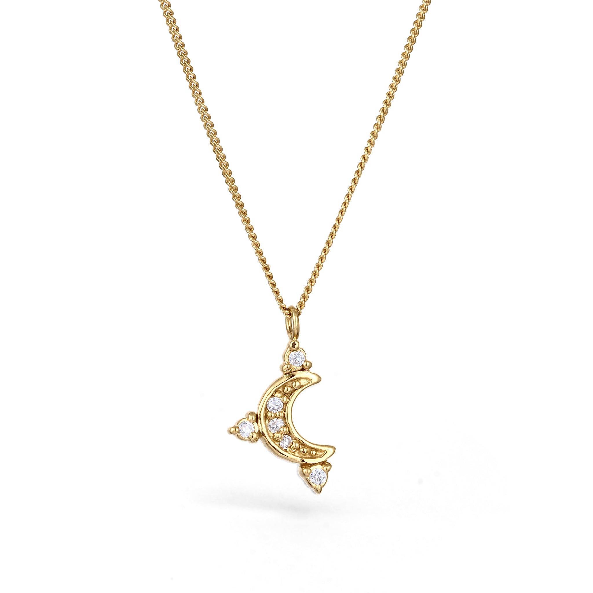Gold - Elli | Halskette Mond | Zirkonia (Weiß) | 925 Sterling Silber vergoldet