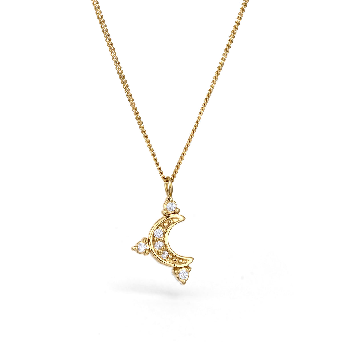 Gold - Elli | Halskette Mond | Zirkonia (Weiß) | 925 Sterling Silber vergoldet