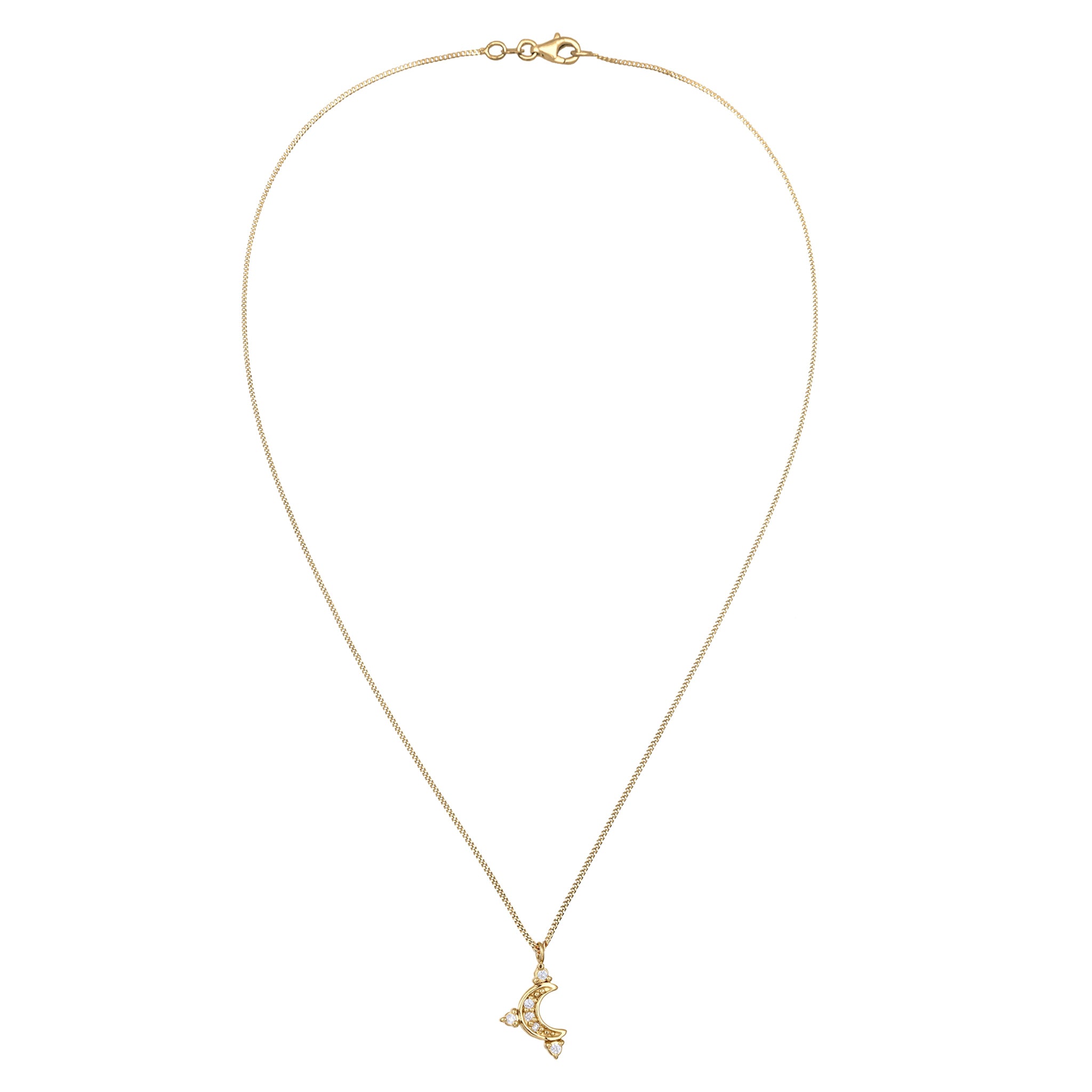 Gold - Elli | Halskette Mond | Zirkonia (Weiß) | 925 Sterling Silber vergoldet