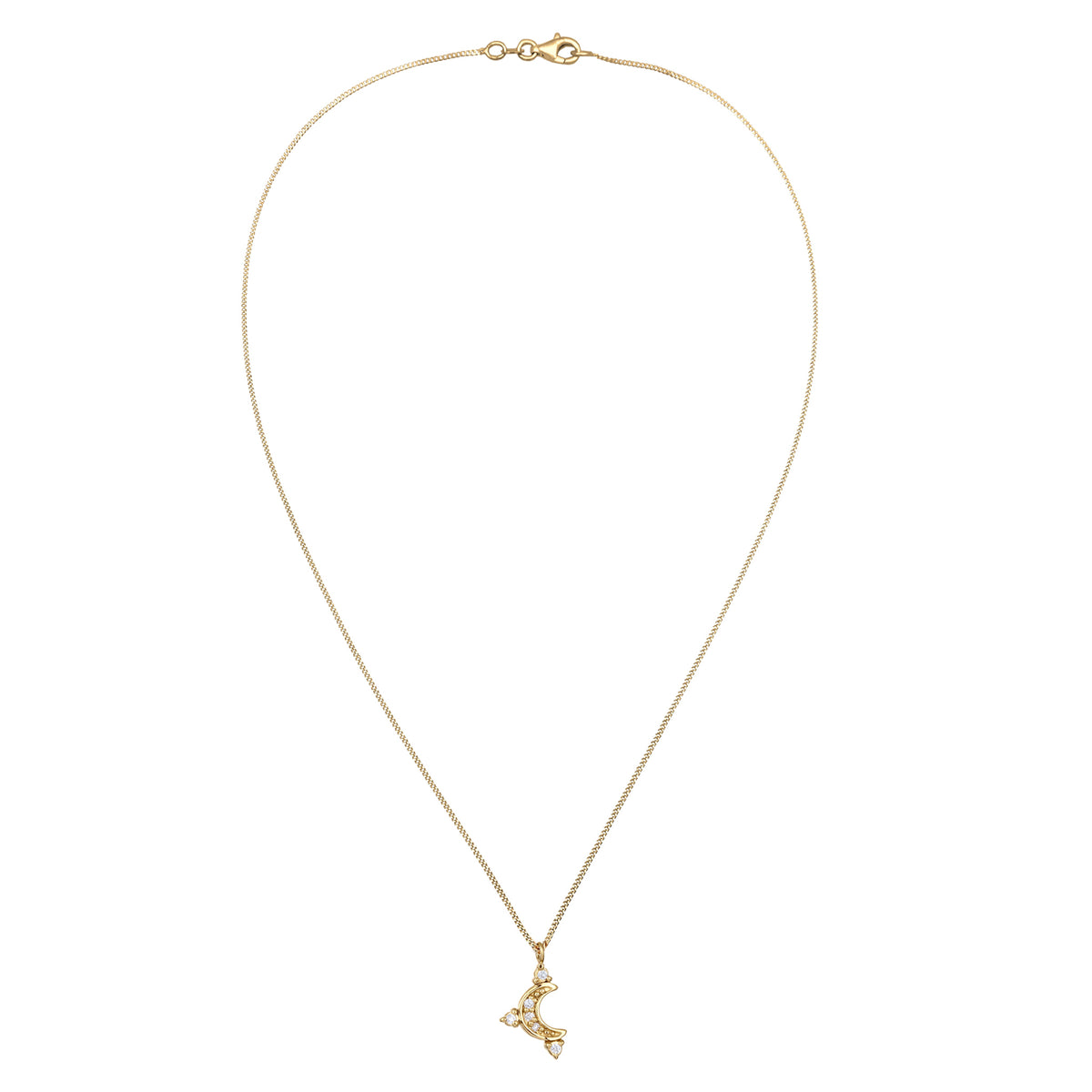 Gold - Elli | Halskette Mond | Zirkonia (Weiß) | 925 Sterling Silber vergoldet