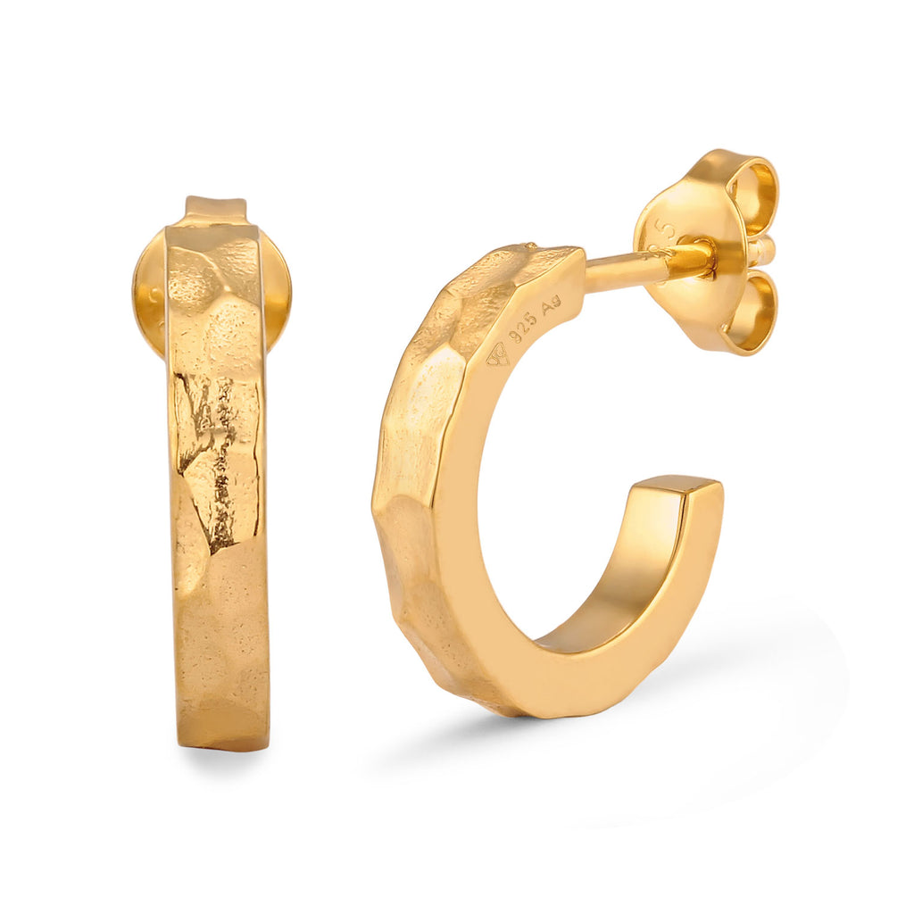 Gold - Elli | Creolen Strukturiert | 925 Sterling Silber vergoldet