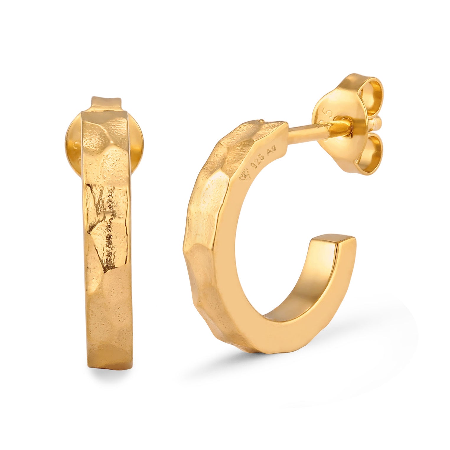Gold - Elli | Creolen Strukturiert | 925 Sterling Silber vergoldet