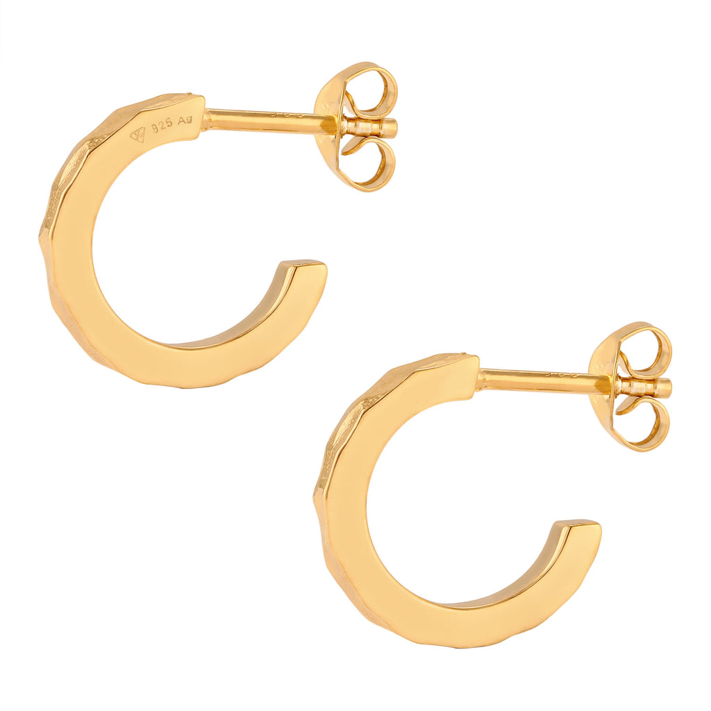 Gold - Elli | Creolen Strukturiert | 925 Sterling Silber vergoldet