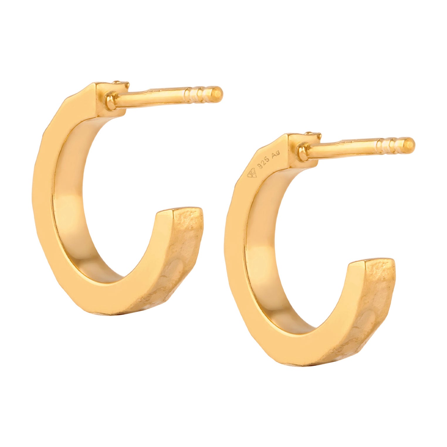 Gold - Elli | Creolen Strukturiert | 925 Sterling Silber vergoldet