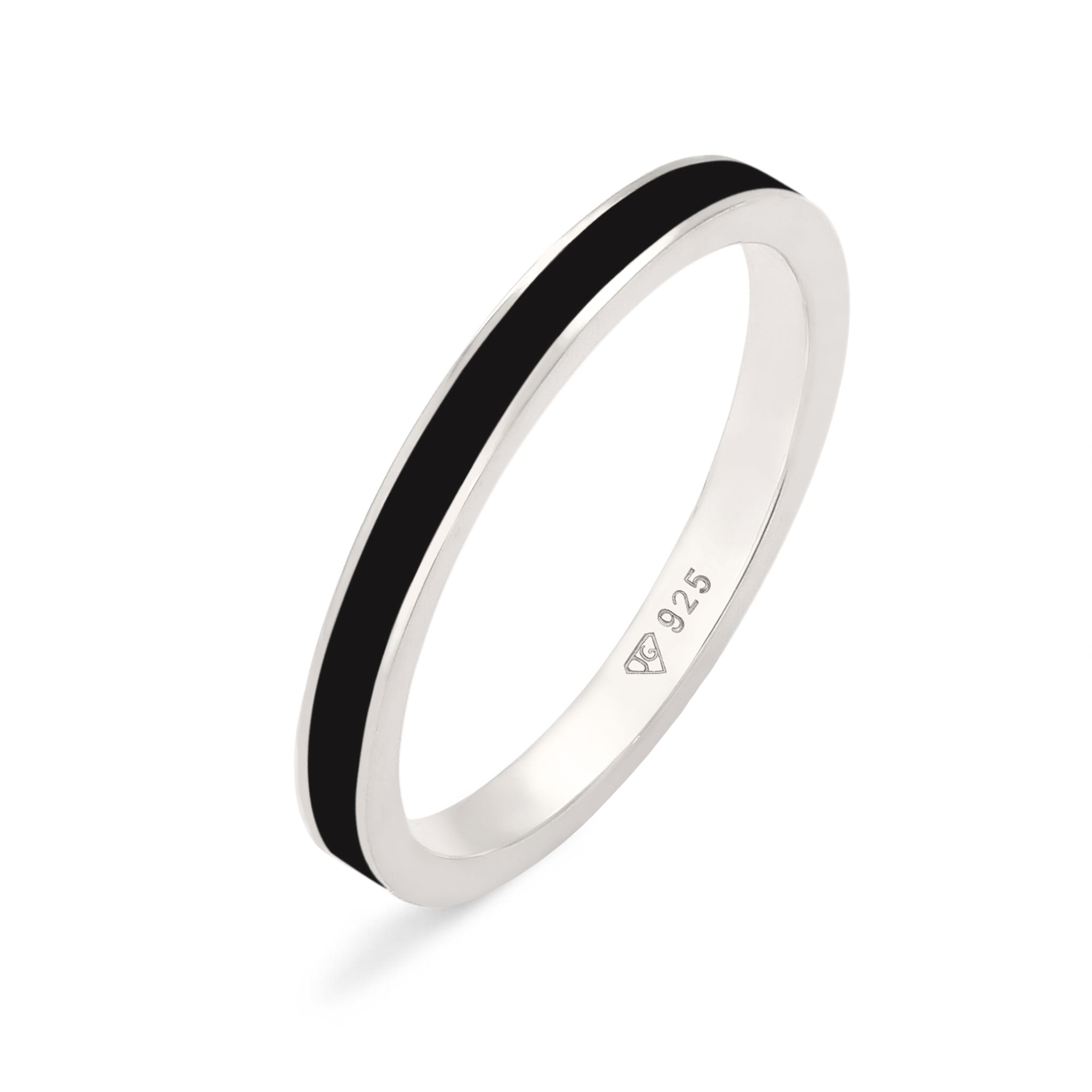 Schwarz - Elli | Bandring | Emaille (Schwarz) | 925 Sterling Silber