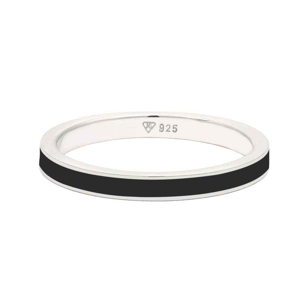Schwarz - Elli | Bandring | Emaille (Schwarz) | 925 Sterling Silber