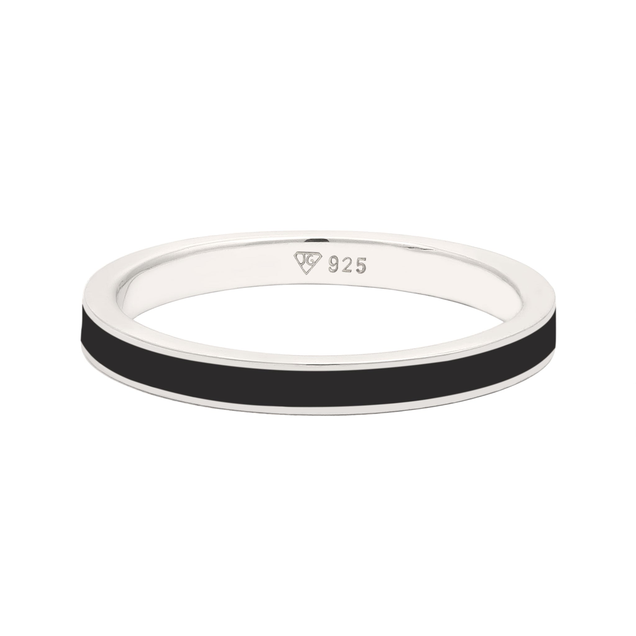 Schwarz - Elli | Bandring | Emaille (Schwarz) | 925 Sterling Silber