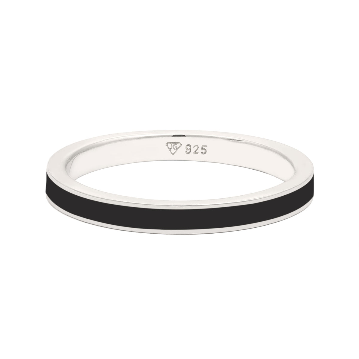 Schwarz - Elli | Bandring | Emaille (Schwarz) | 925 Sterling Silber