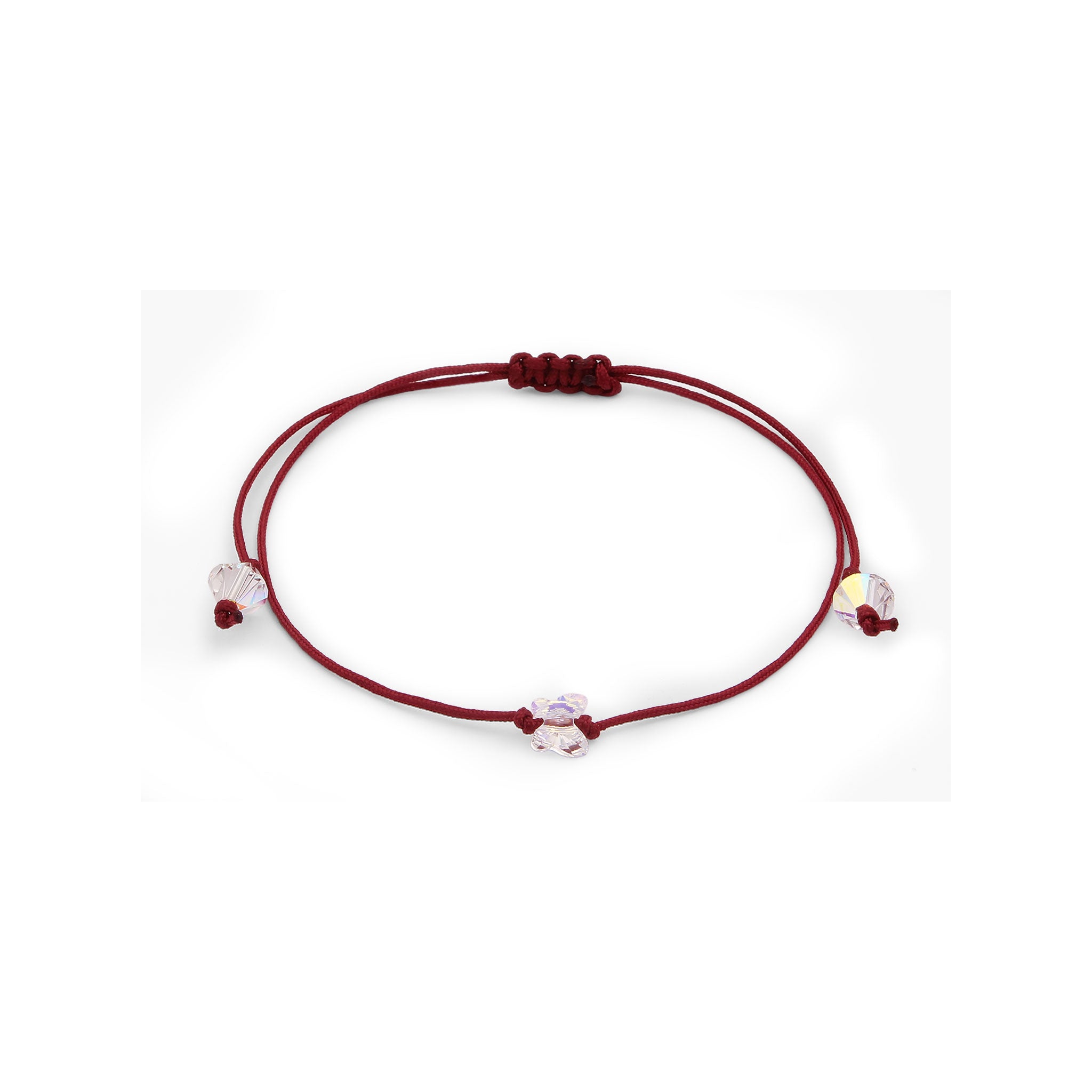 Dunkelrot - Elli | Armband Schmetterling | Mit Kristallen von Swarovski® (Weiß) | Nylon