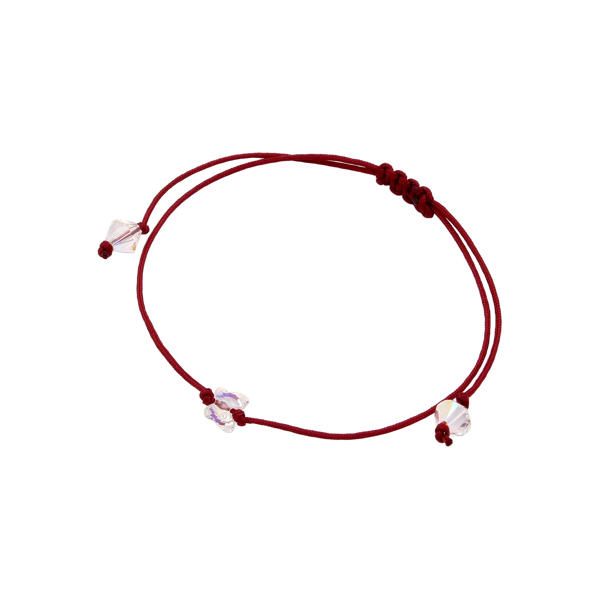 Dunkelrot - Elli | Armband Schmetterling | Mit Kristallen von Swarovski® (Weiß) | Nylon