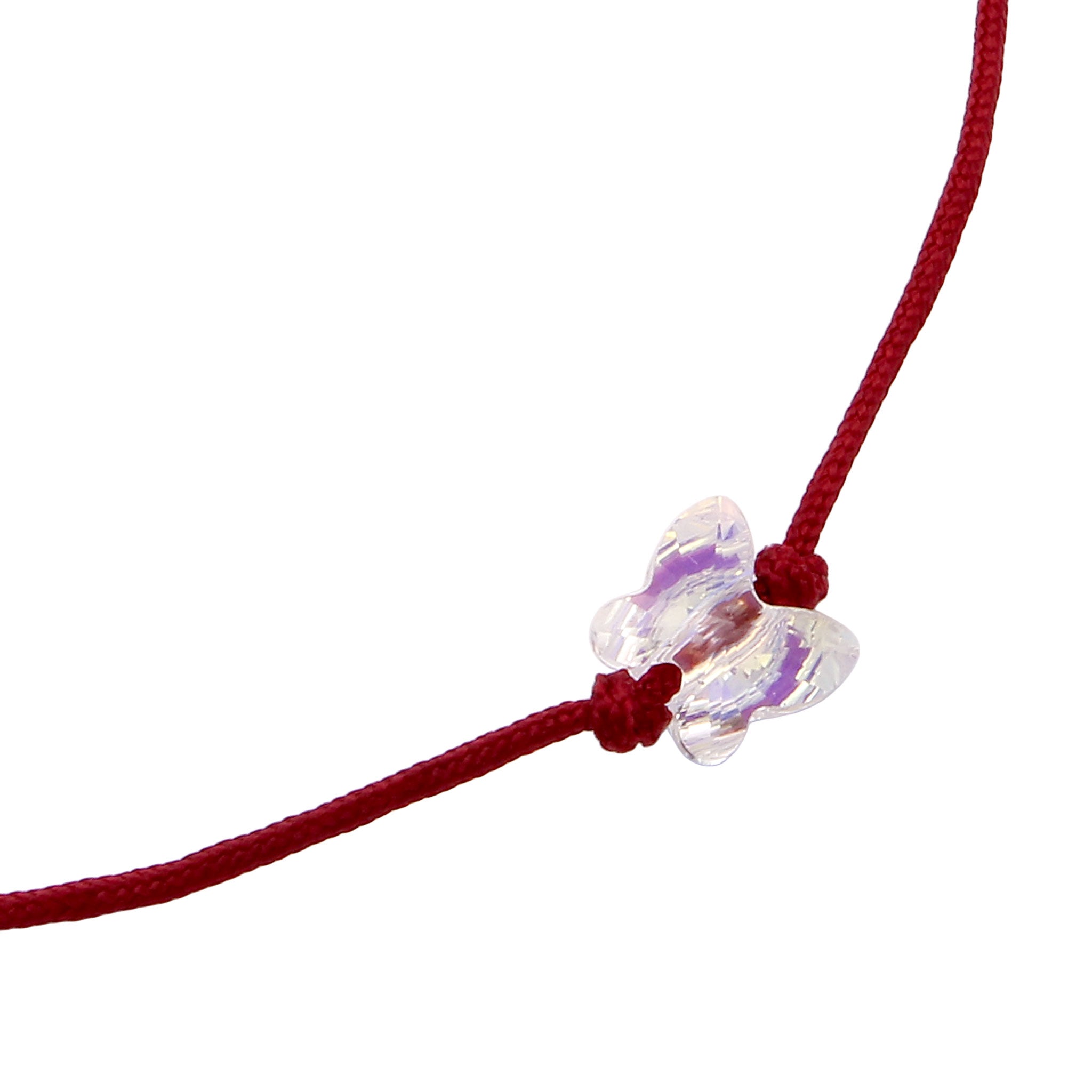 Dunkelrot - Elli | Armband Schmetterling | Mit Kristallen von Swarovski® (Weiß) | Nylon