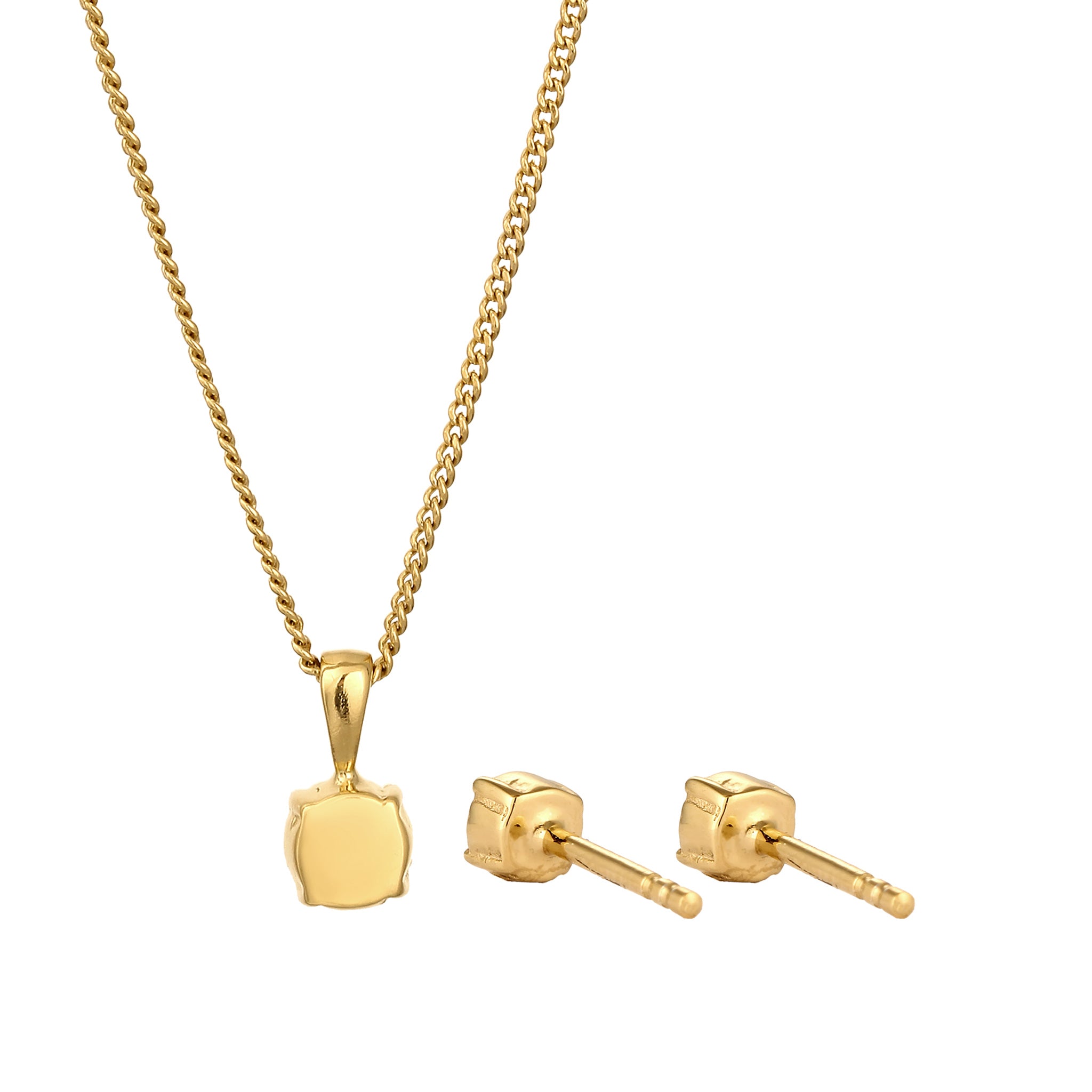 Gold - Elli | Schmuckset Solitär | Kristall (Rose) | 925 Sterling Silber vergoldet