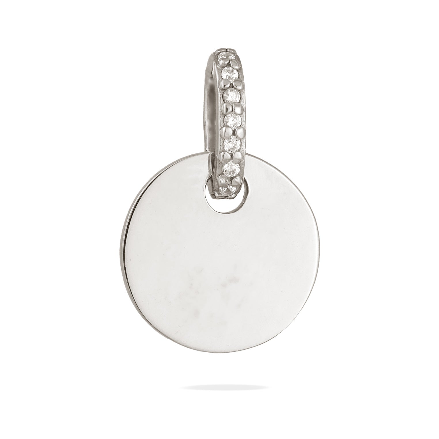 Silber - Elli | Gravur Anhänger Plättchen | Zirkonia (Weiß) | 925 Sterling Silber