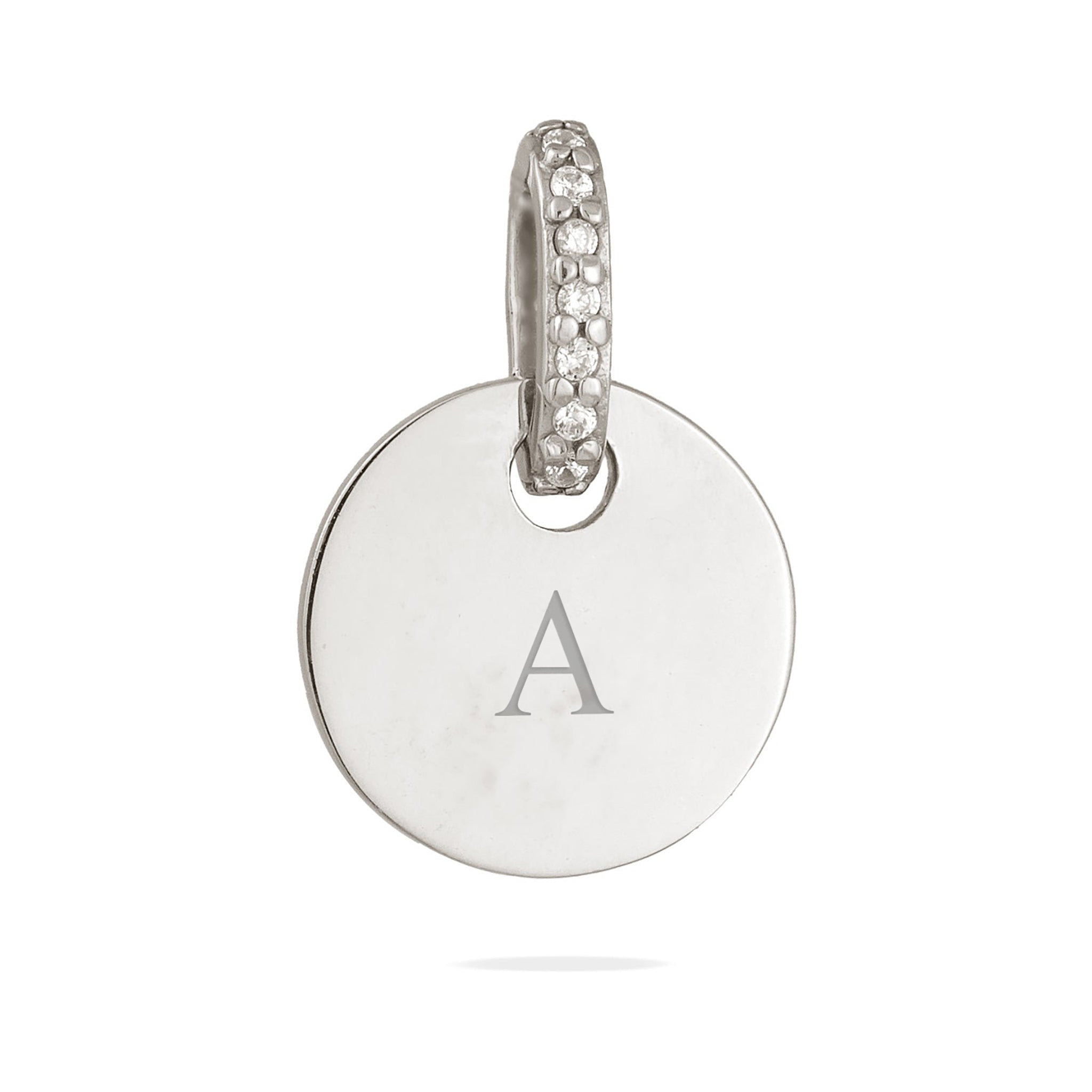 Silber - Elli | Gravur Anhänger Plättchen | Zirkonia (Weiß) | 925 Sterling Silber