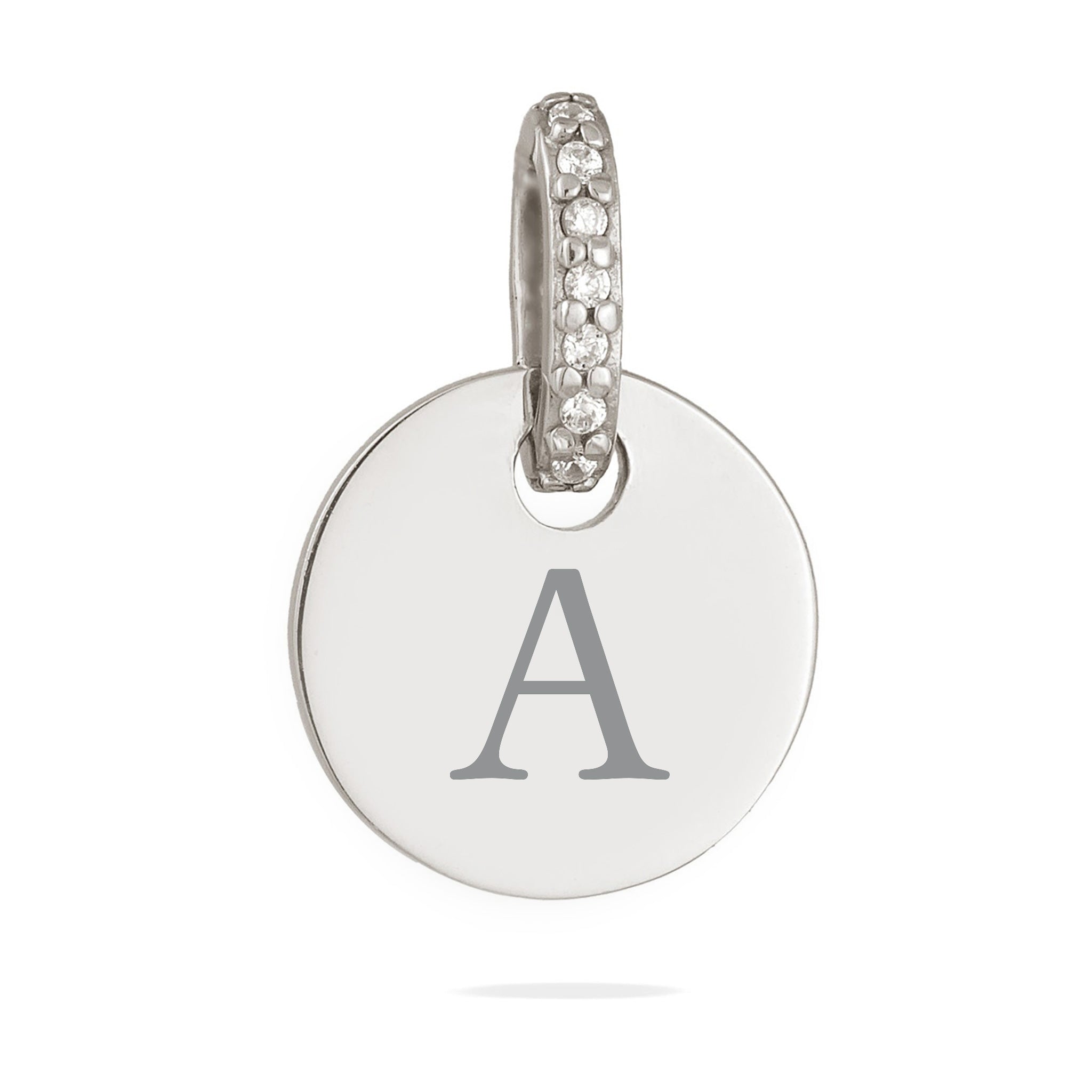 Silber - Elli | Gravur Anhänger Plättchen | Zirkonia (Weiß) | 925 Sterling Silber