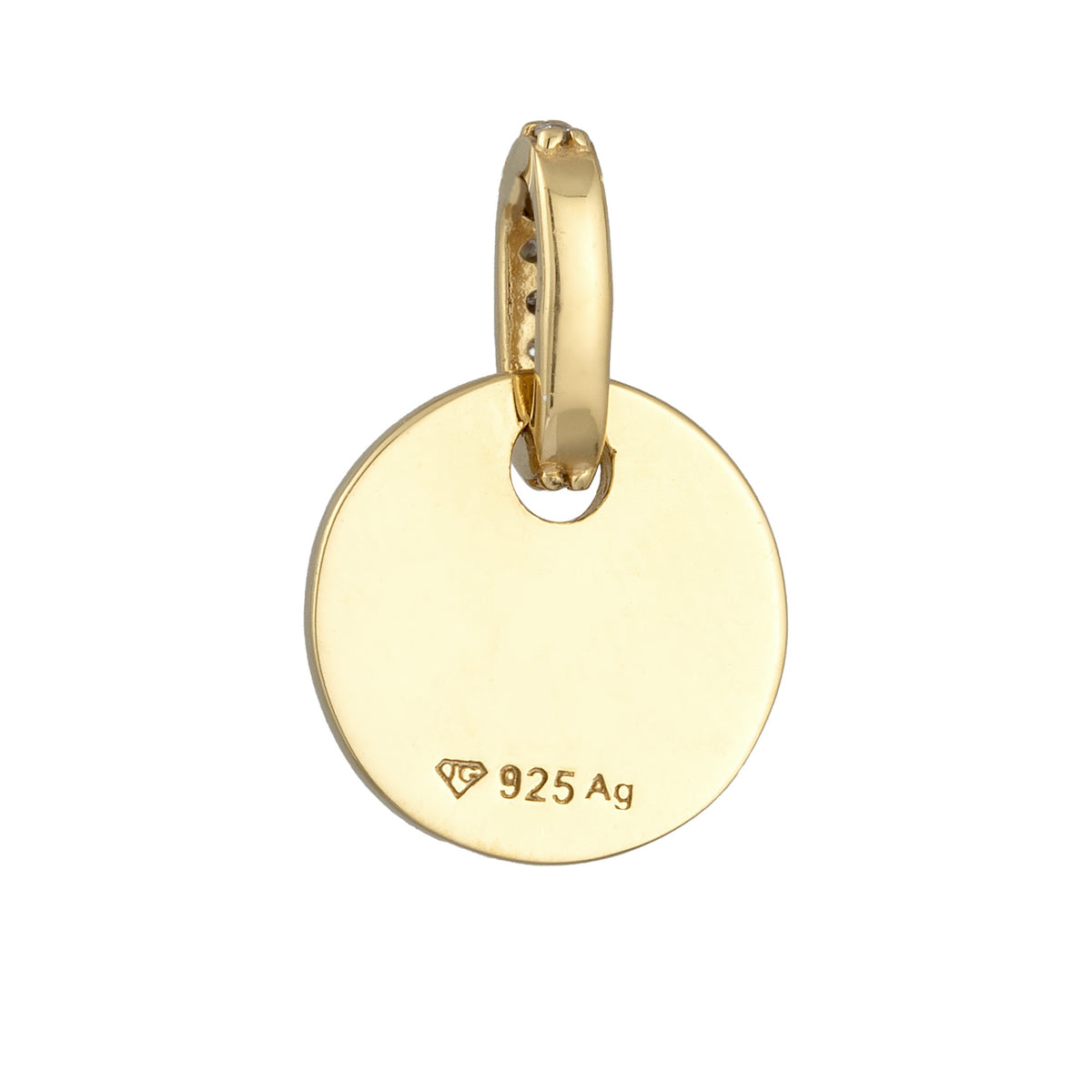 Gold - Elli | Gravur Anhänger Plättchen | Zirkonia (Weiß) | 925 Sterling Silber vergoldet