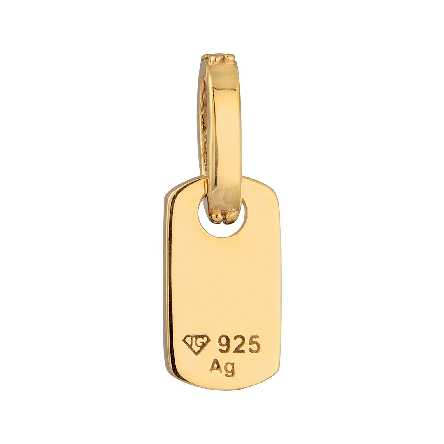 Gold - Elli | Gravur Anhänger Plättchen | Zirkonia (Weiß) | 925 Sterling Silber vergoldet