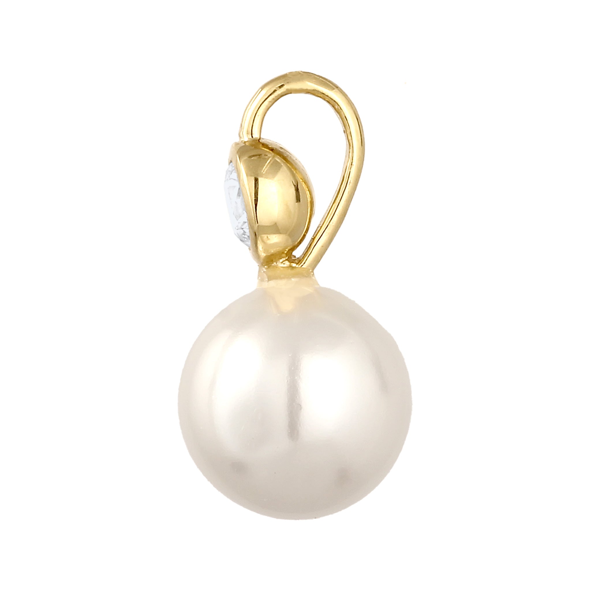 Gold - Nenalina | Anhänger | Zirkonia & Muschelperle (Weiß) | 925 Sterling Silber vergoldet