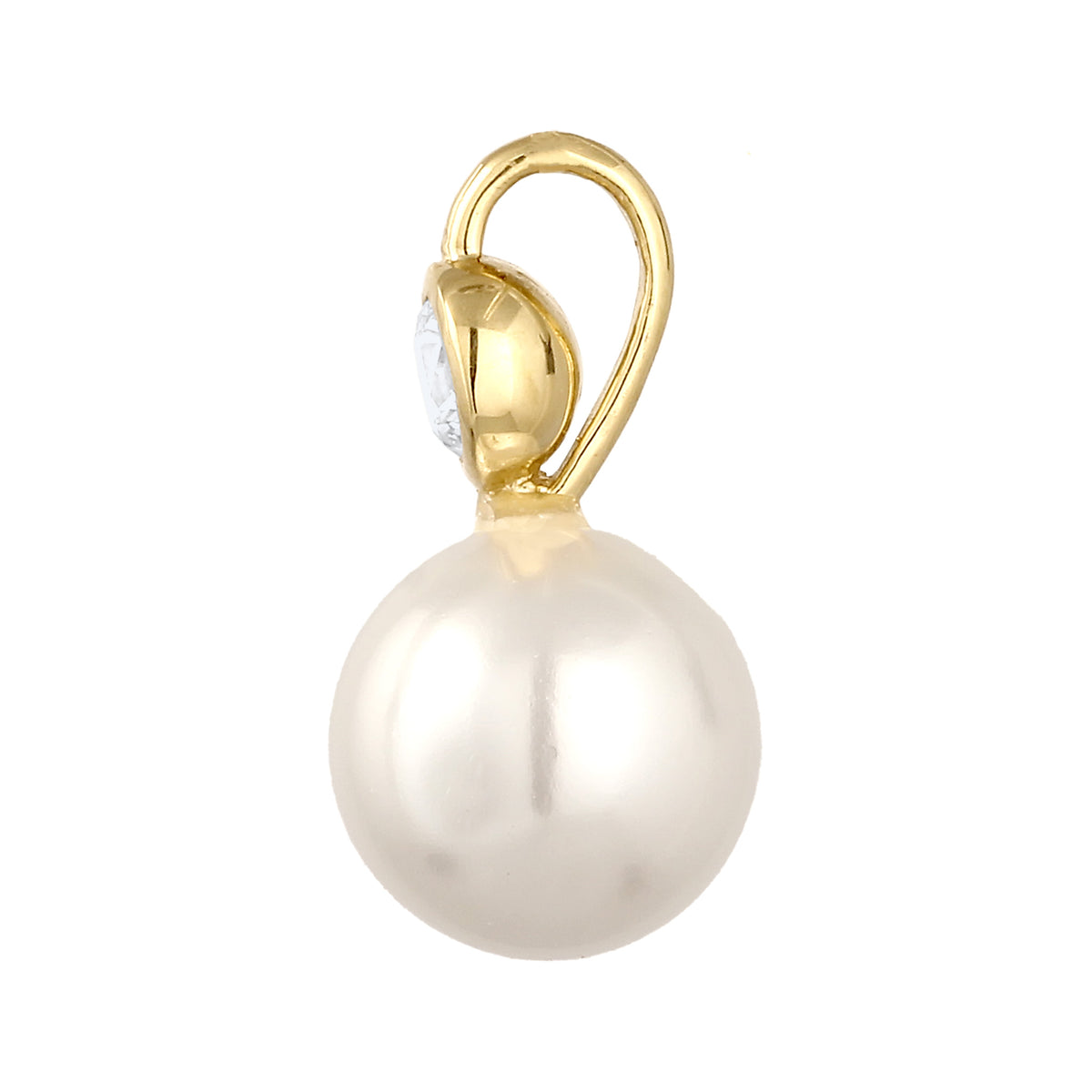 Gold - Nenalina | Anhänger | Zirkonia & Muschelperle (Weiß) | 925 Sterling Silber vergoldet