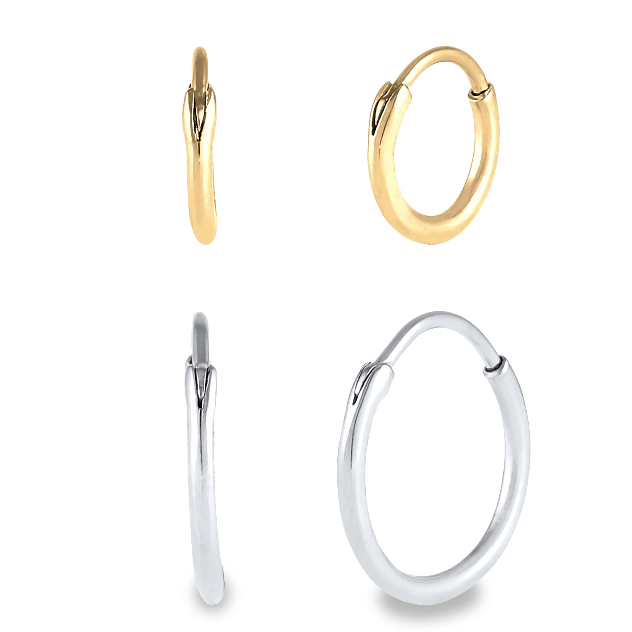 Zweifarbig - Elli | Creolen Set Bicolor | 925 Sterling Silber vergoldet