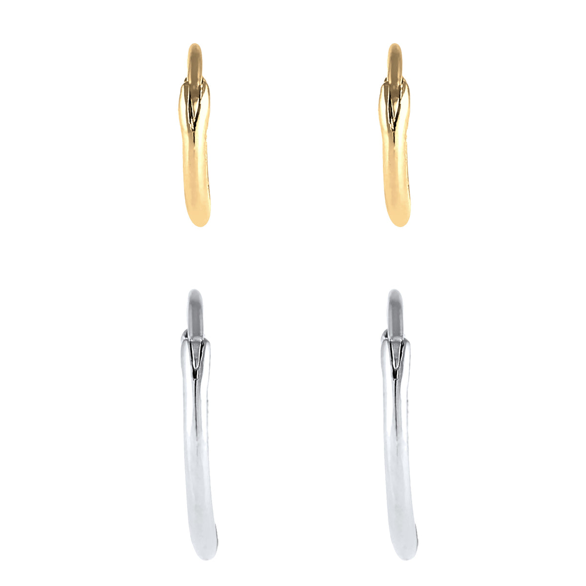 Zweifarbig - Elli | Creolen Set Bicolor | 925 Sterling Silber vergoldet